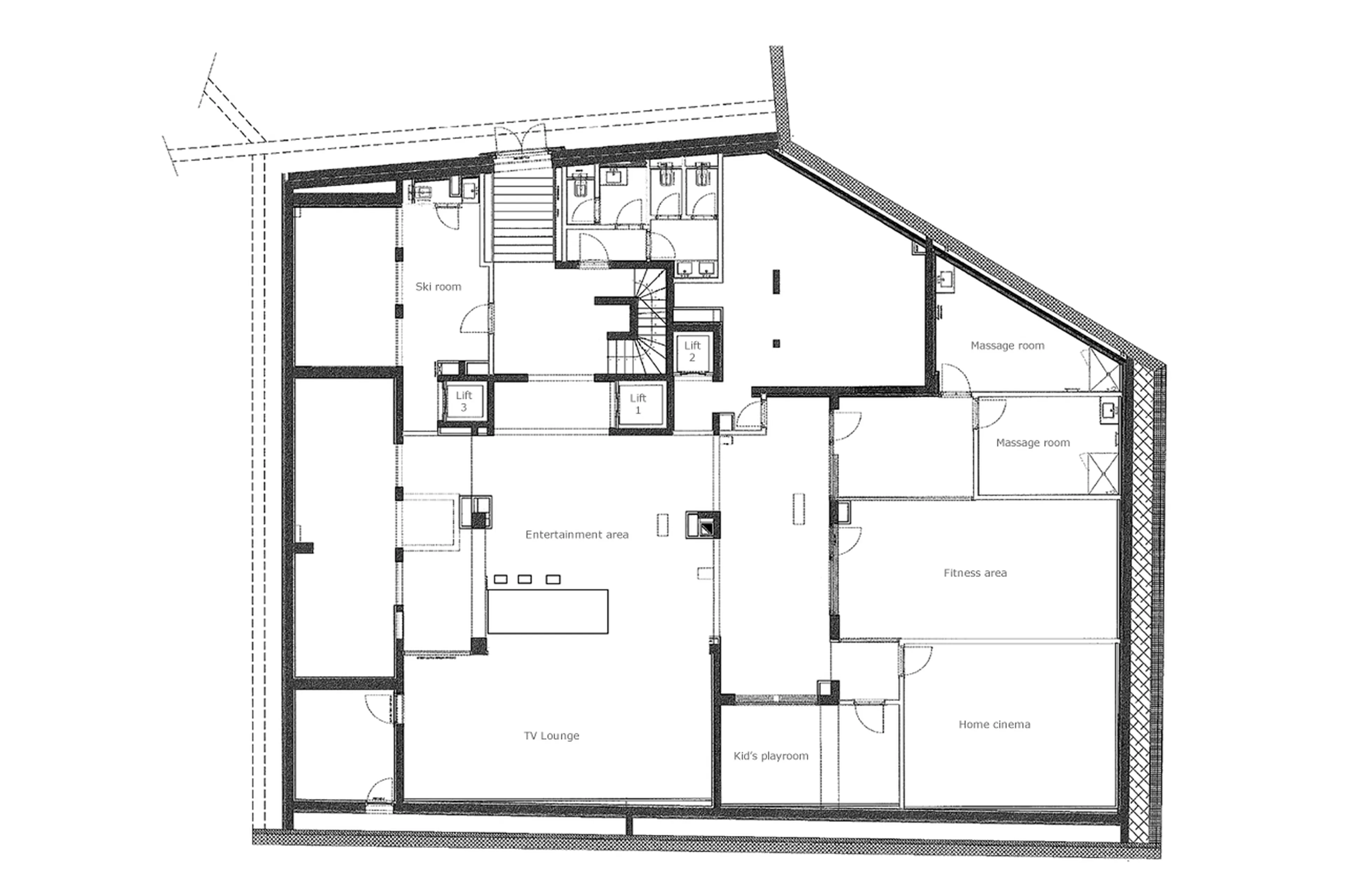 Level -2 floor plan of Chalet Owens in Courchevel 1850