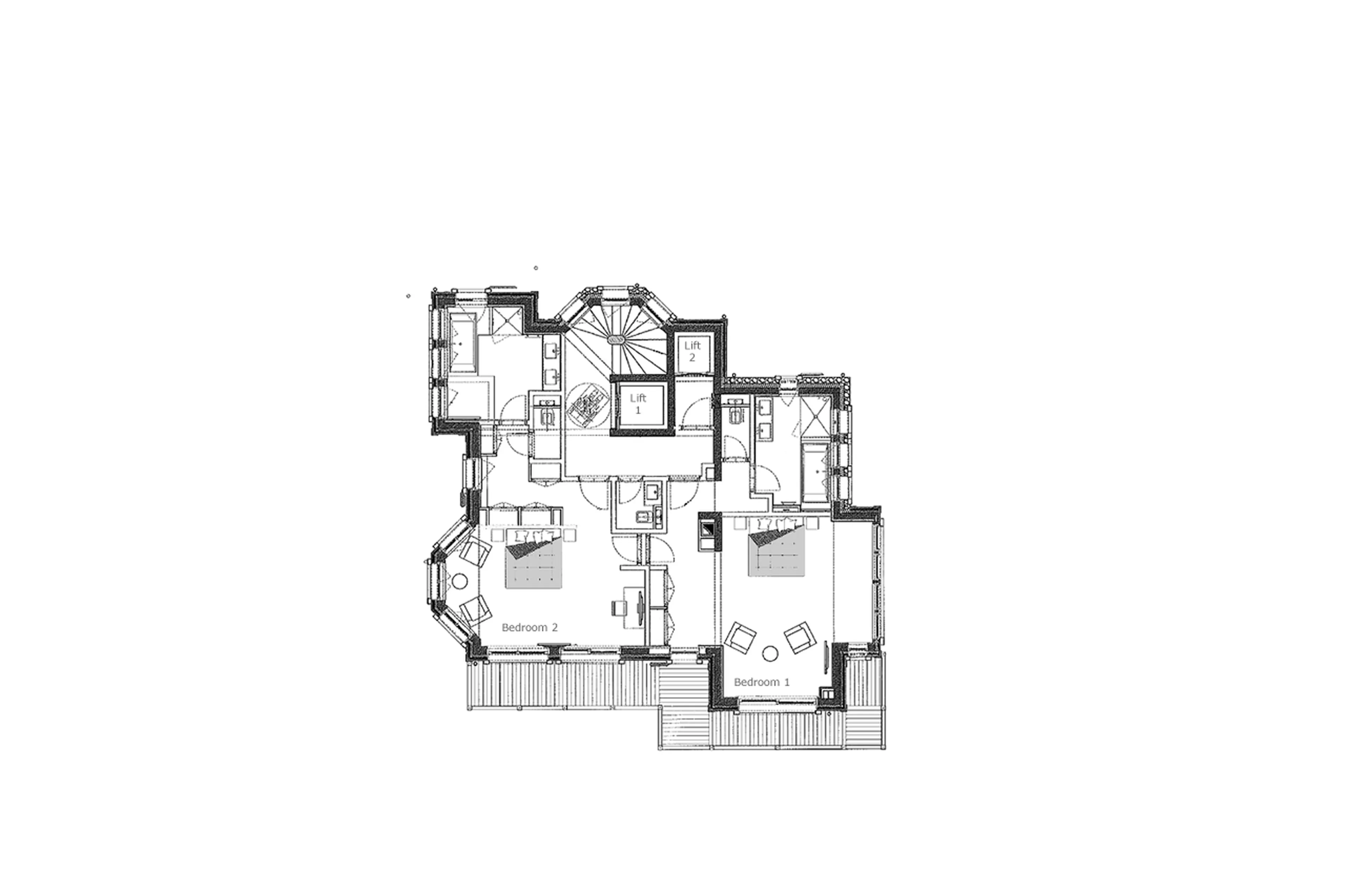 Level 1 floor plan of Chalet Owens in Courchevel 1850