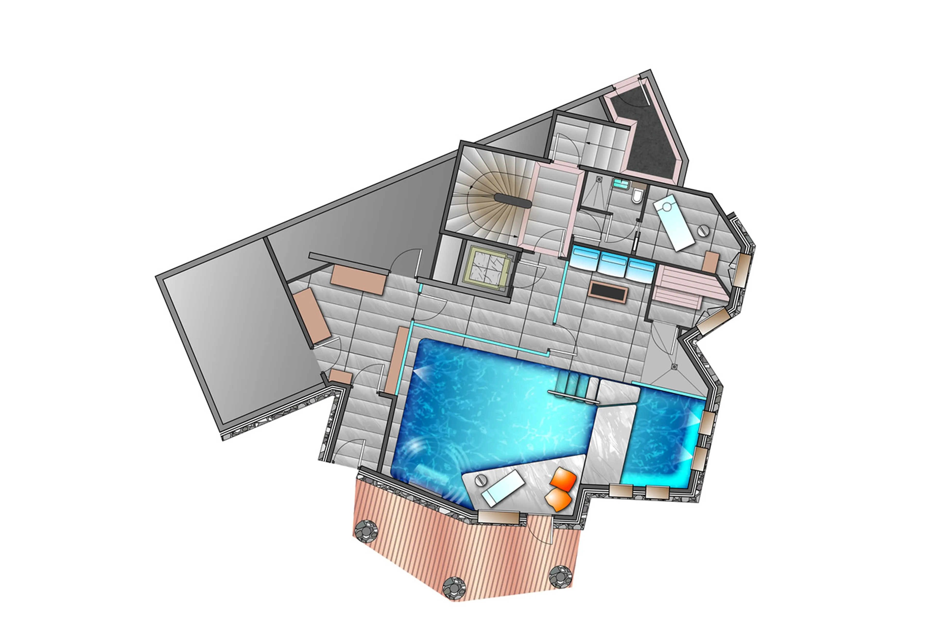 Level 0 floor plan of Chalet Panmah in Courchevel 1850