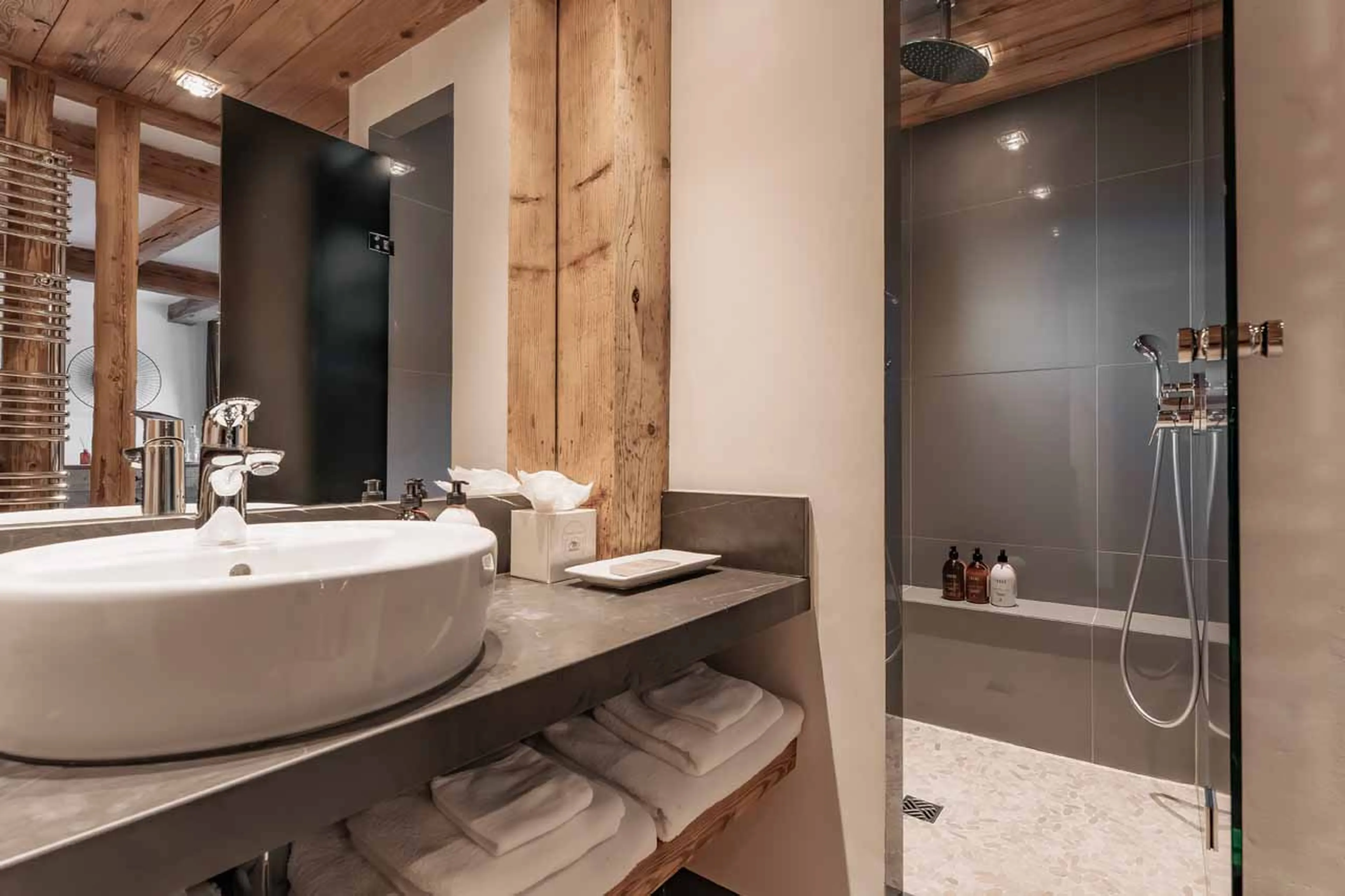 Shower room two at Chalet Le Papillon in Val d'Isere