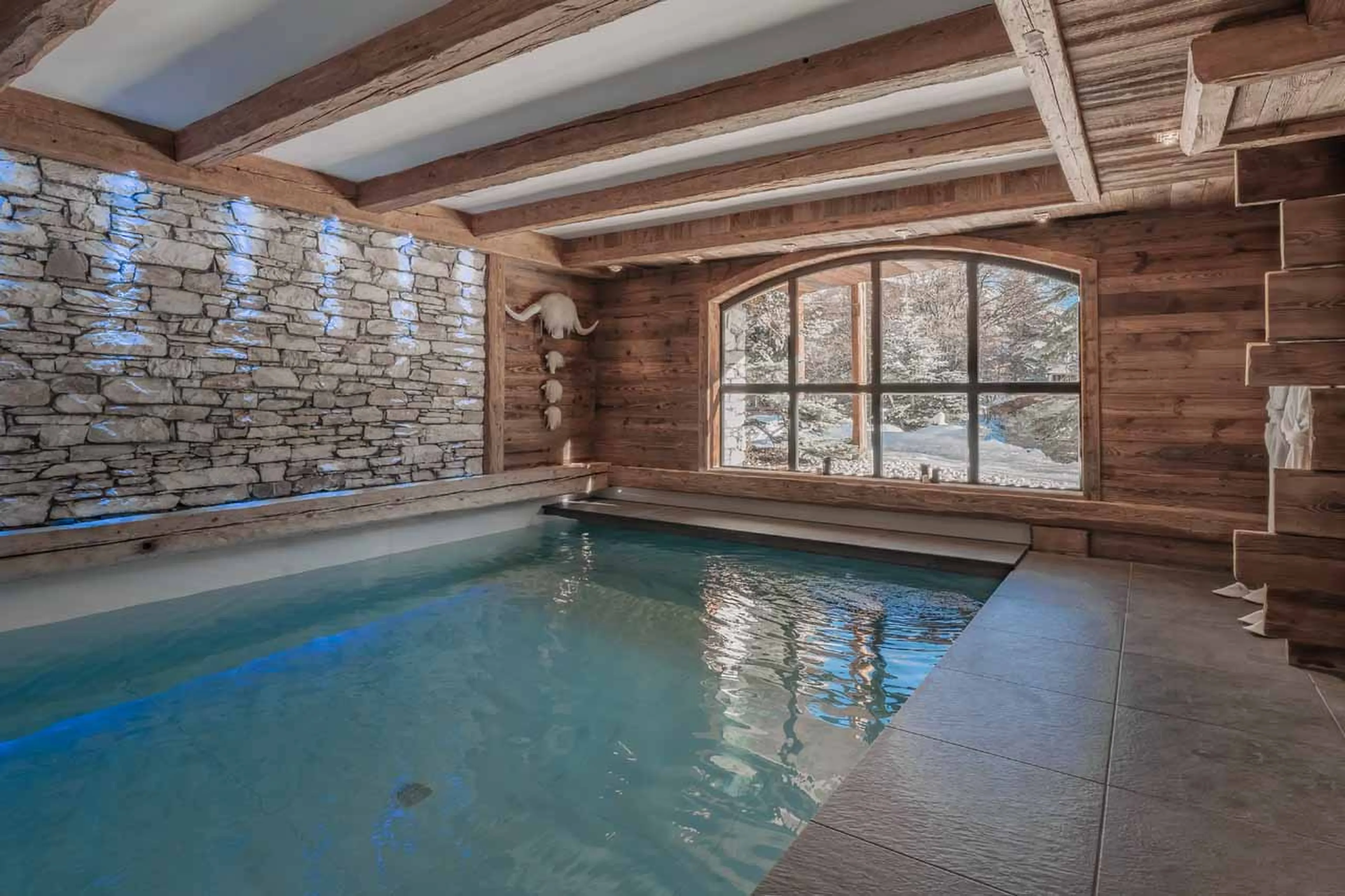Heated pool at Chalet Le Papillon in Val d'Isere