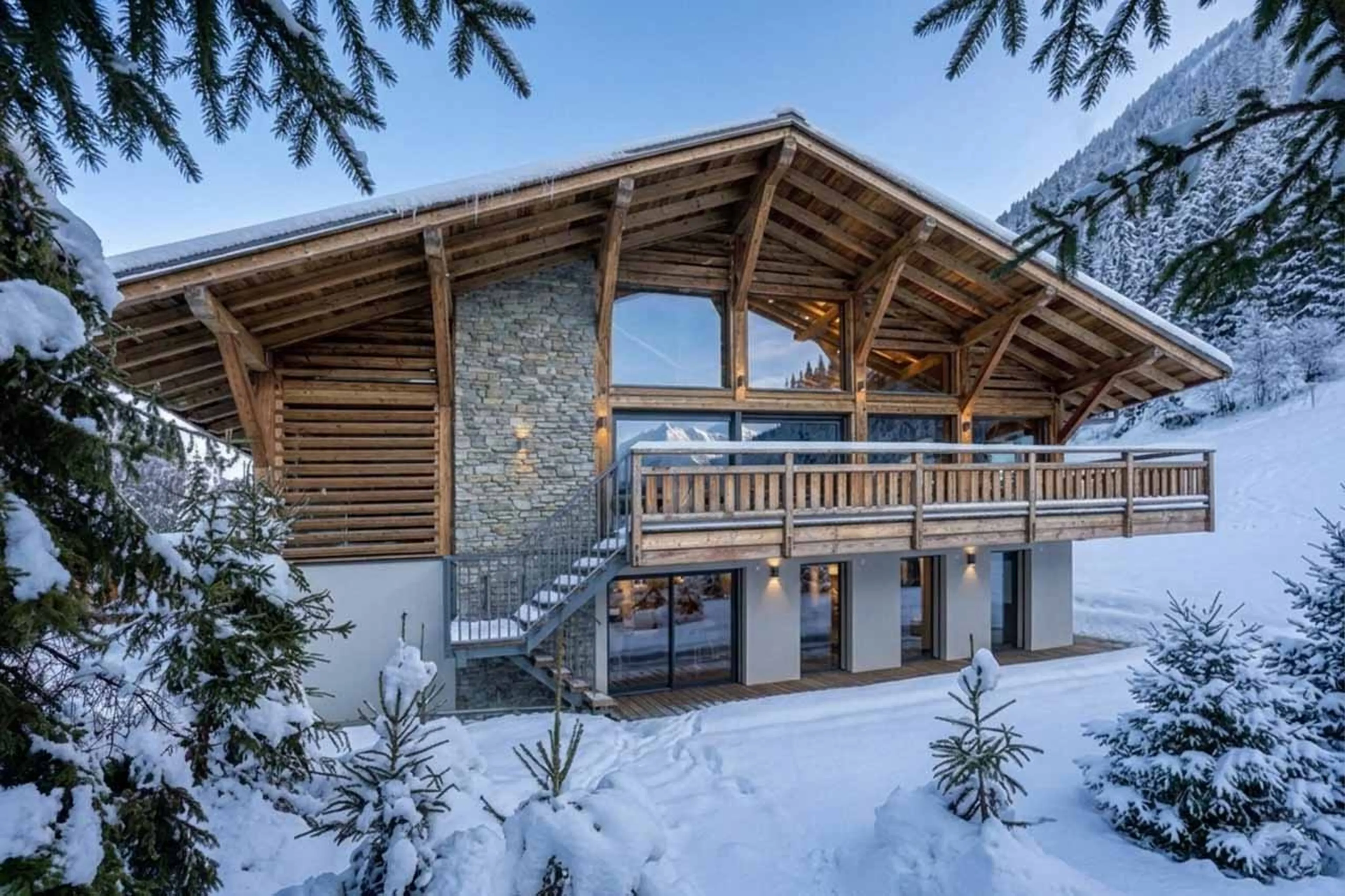 Exterior in winter at Chalet Patagonia in Chamonix
