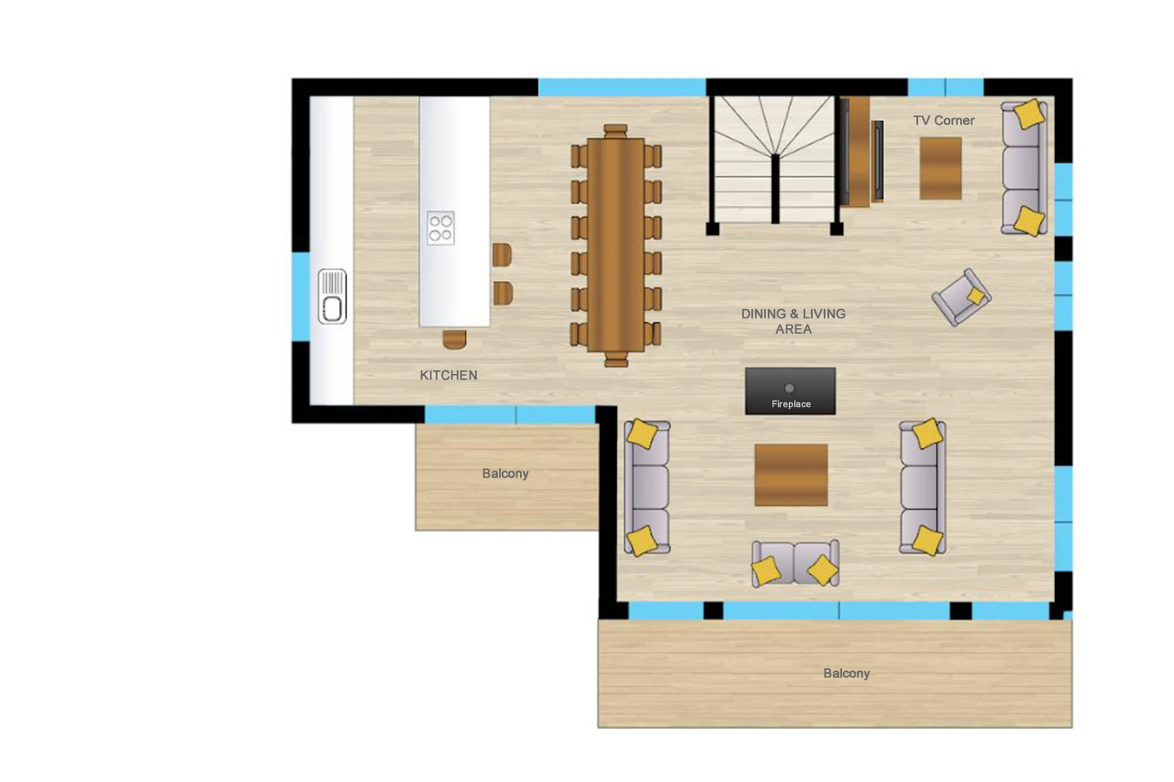Level 1 floor plan of Chalet Pavot in Morzine