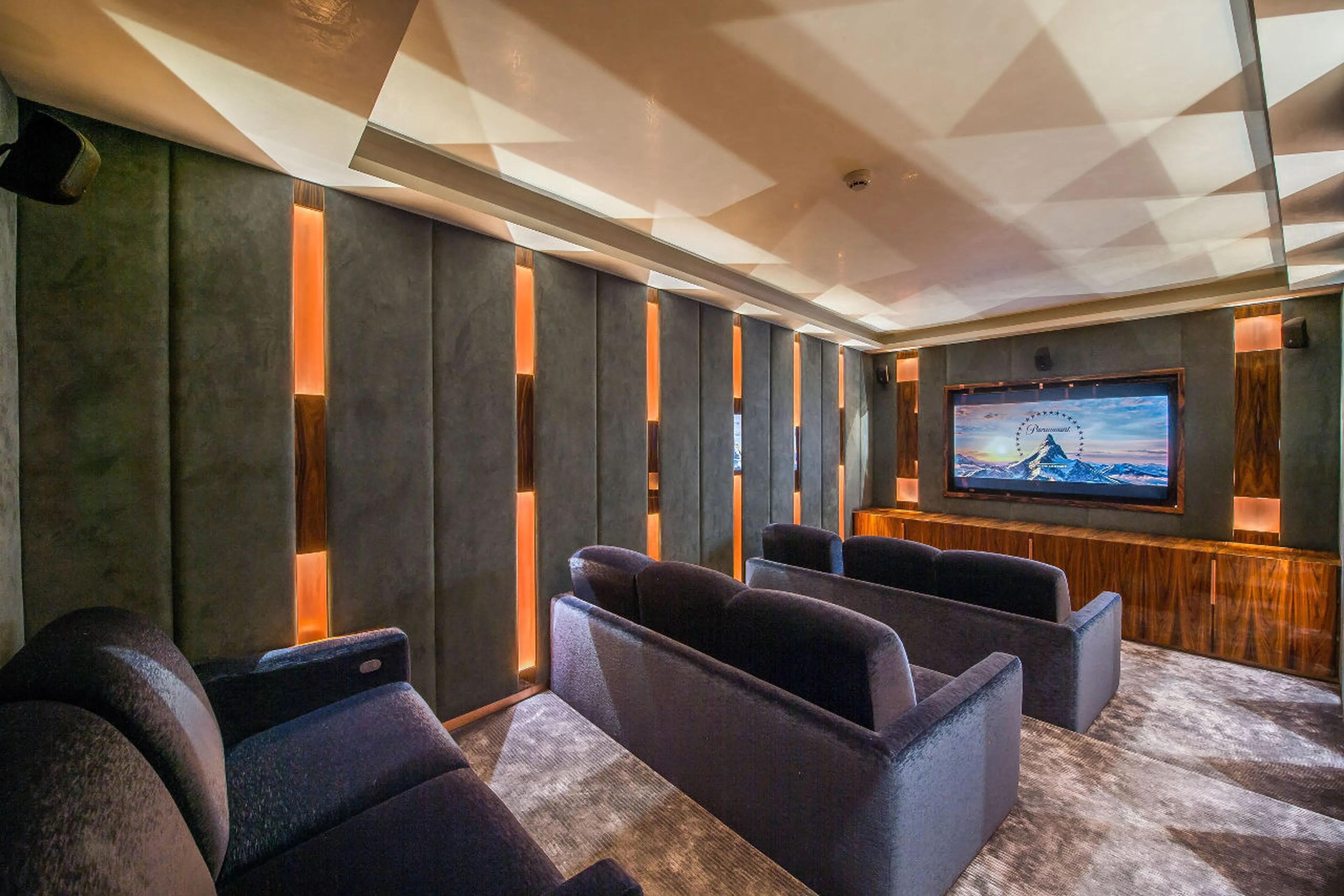 Cinema room with soft seating in Chalet Perce Neige, Courchevel 1850