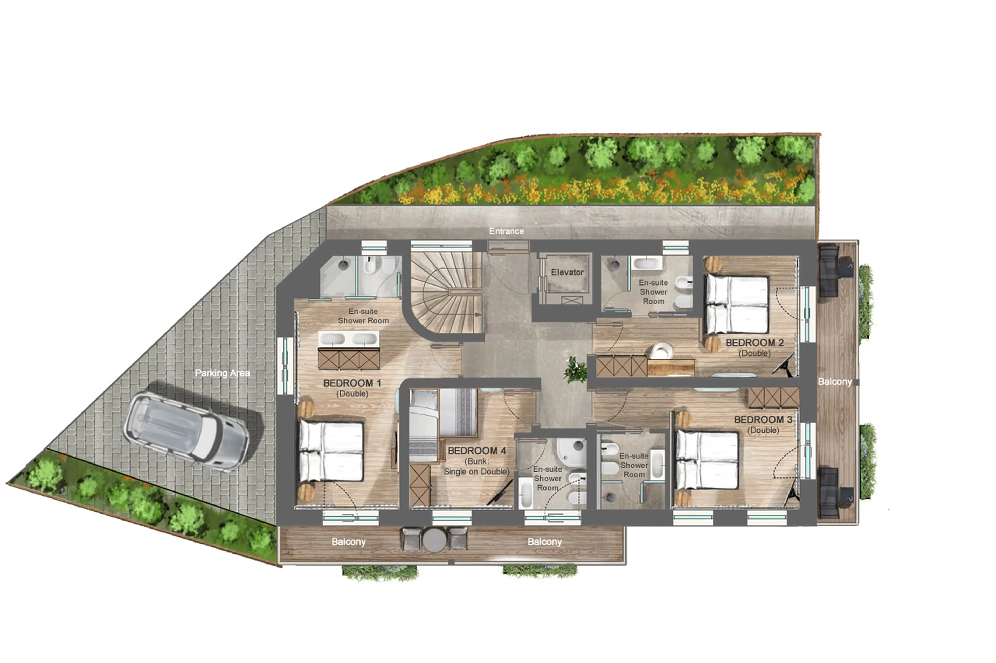 Level 1 floor plan of of Chalet Pescosta in Kronplatz
