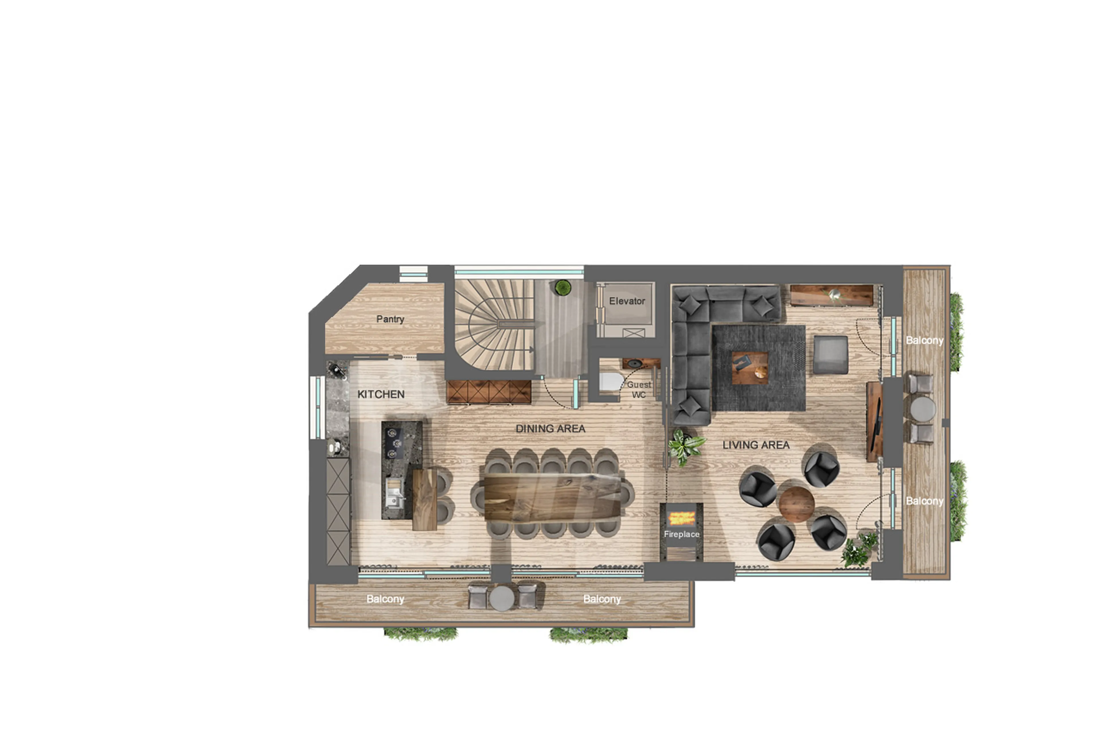 Level 2 floor plan of of Chalet Pescosta in Kronplatz