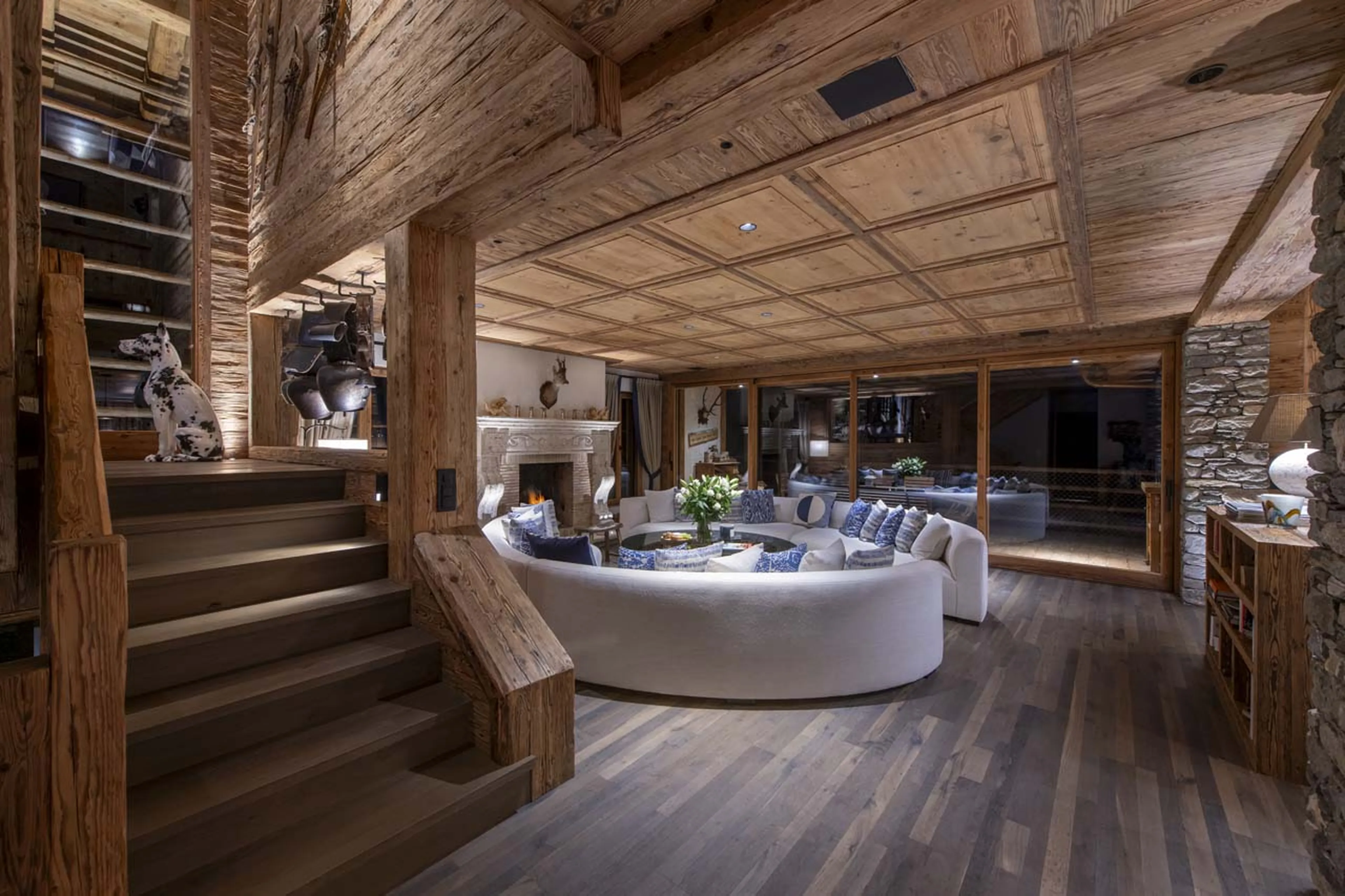 Steps down to living area at Chalet Peter Pan in Verbier