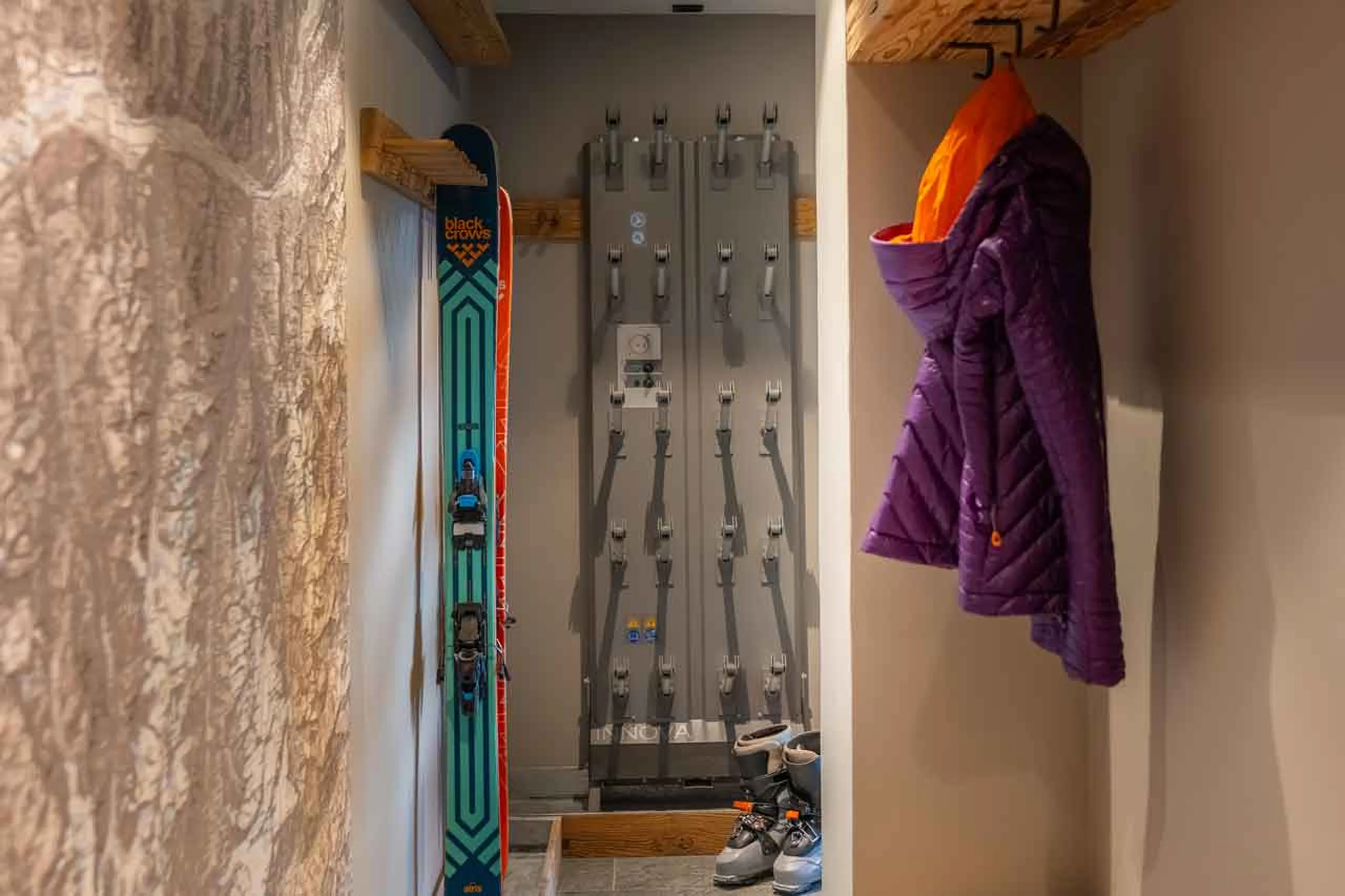 Ski room at Chalet Petheo in Verbier