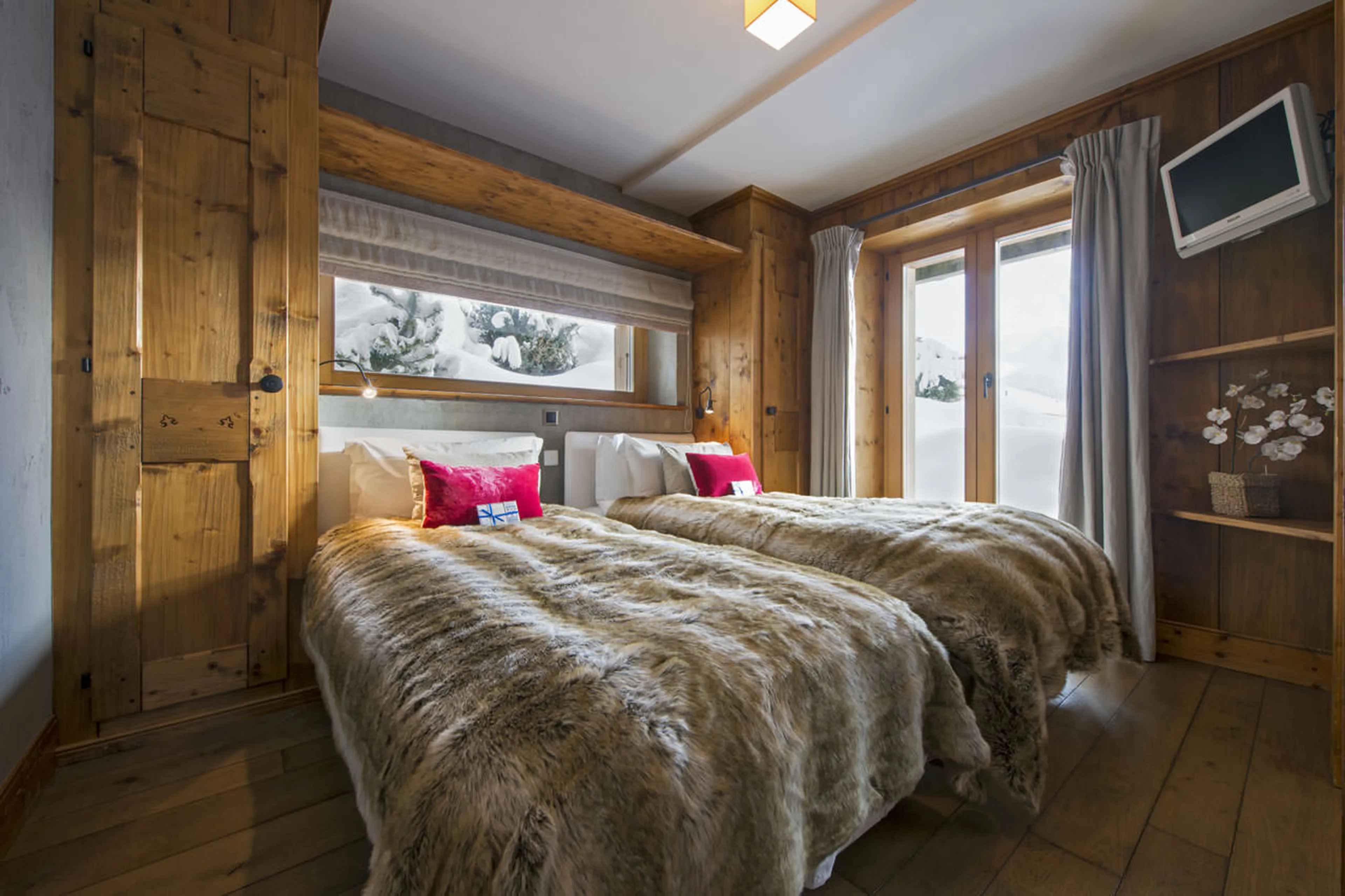 Bedroom three at Chalet Pierre Avoi in Verbier