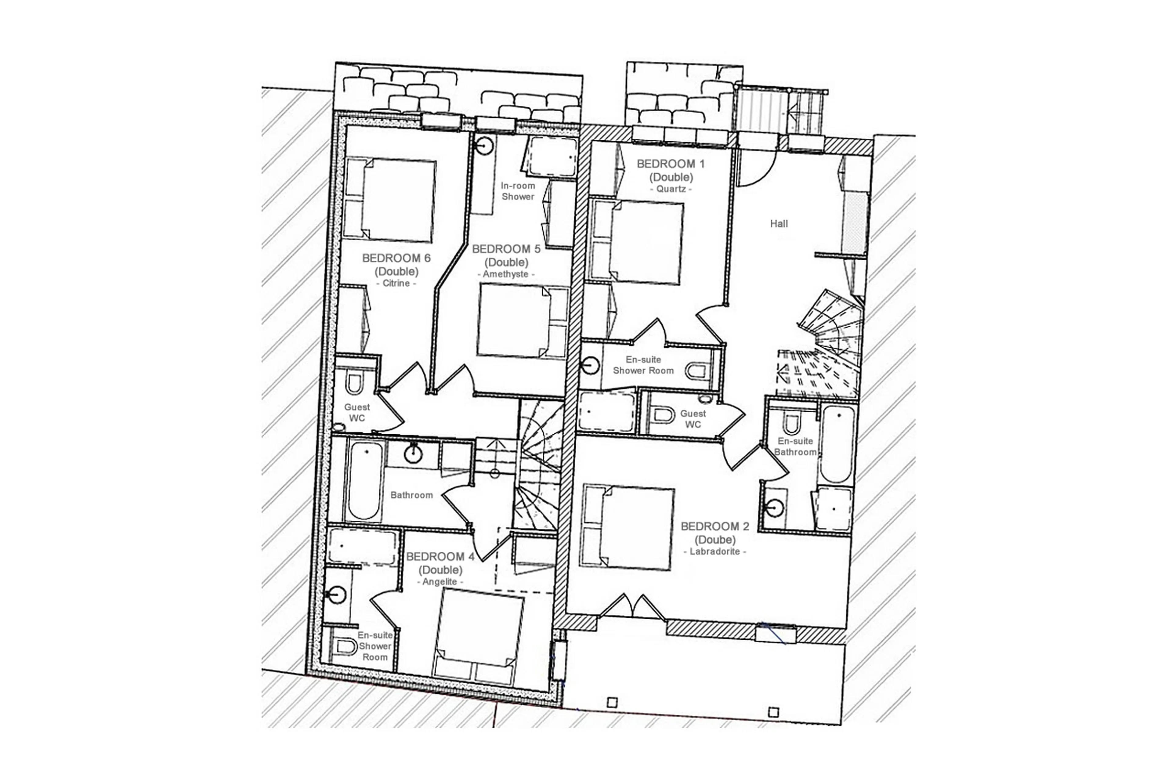 First level floor plan of Chalet Pierremont in Courchevel Le Praz