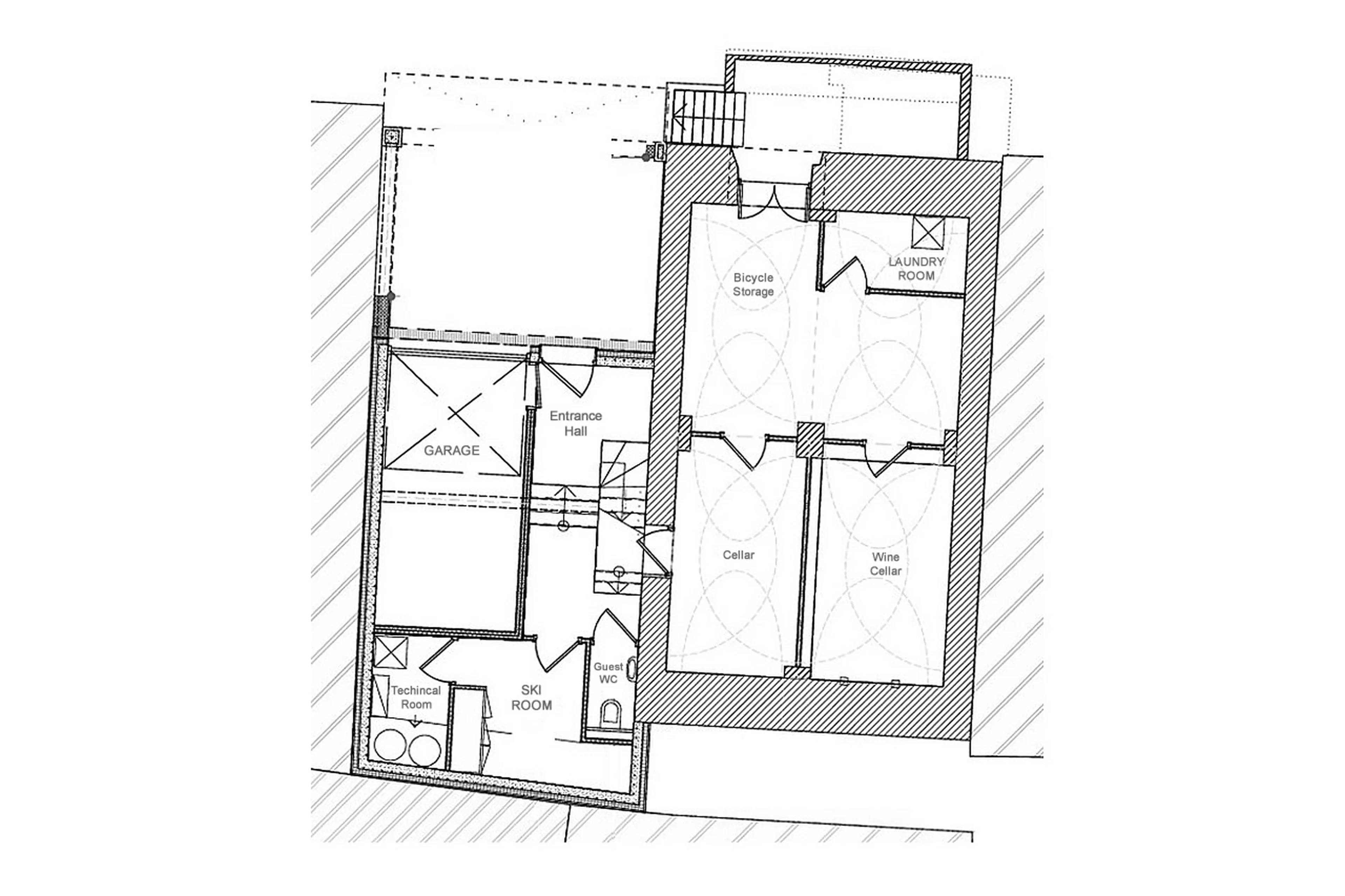 Ground level floor plan of Chalet Pierremont in Courchevel Le Praz