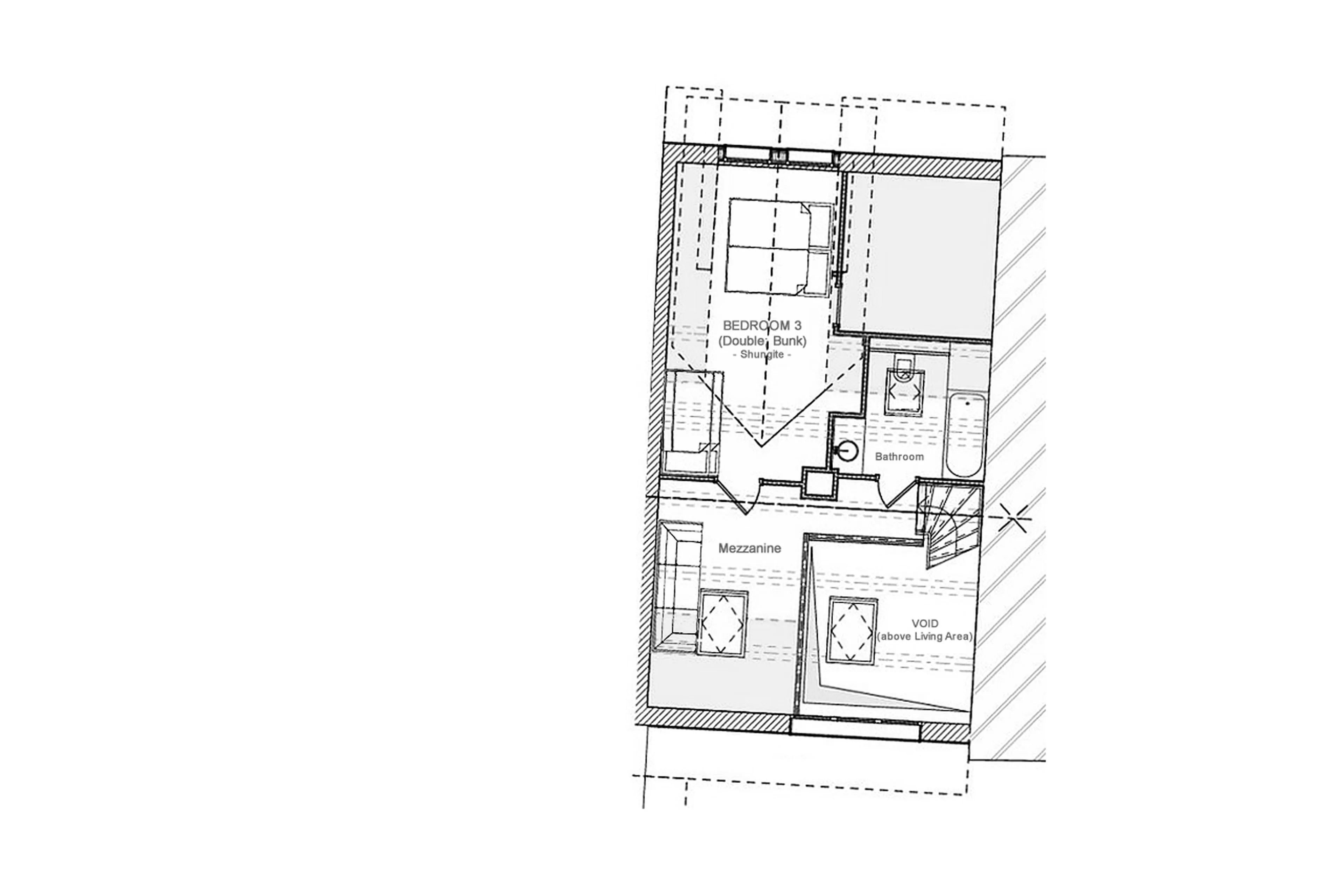 Top level floor plan of Chalet Pierremont in Courchevel Le Praz