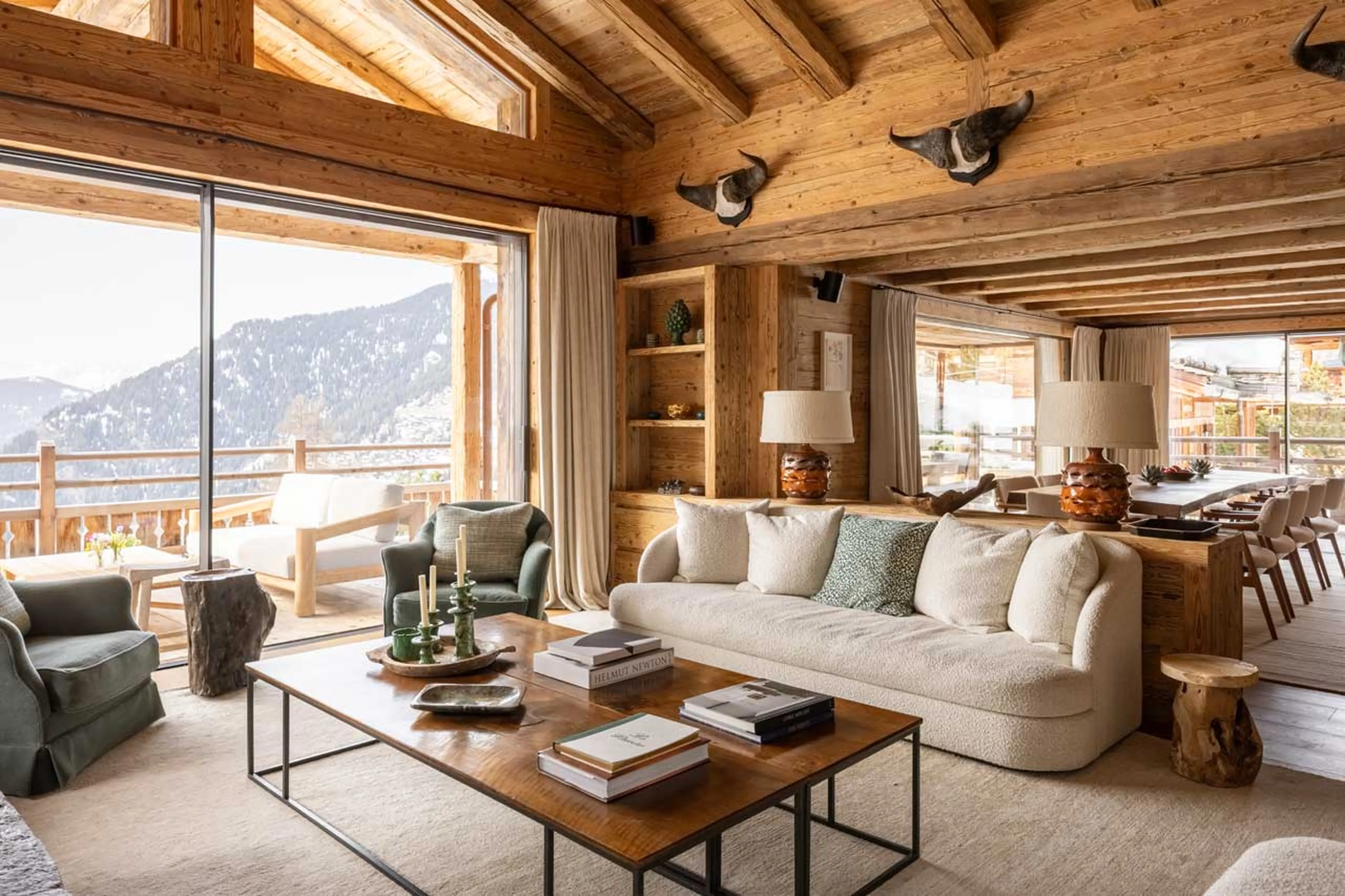 Living and dining area at Chalet Pierrier in Verbier