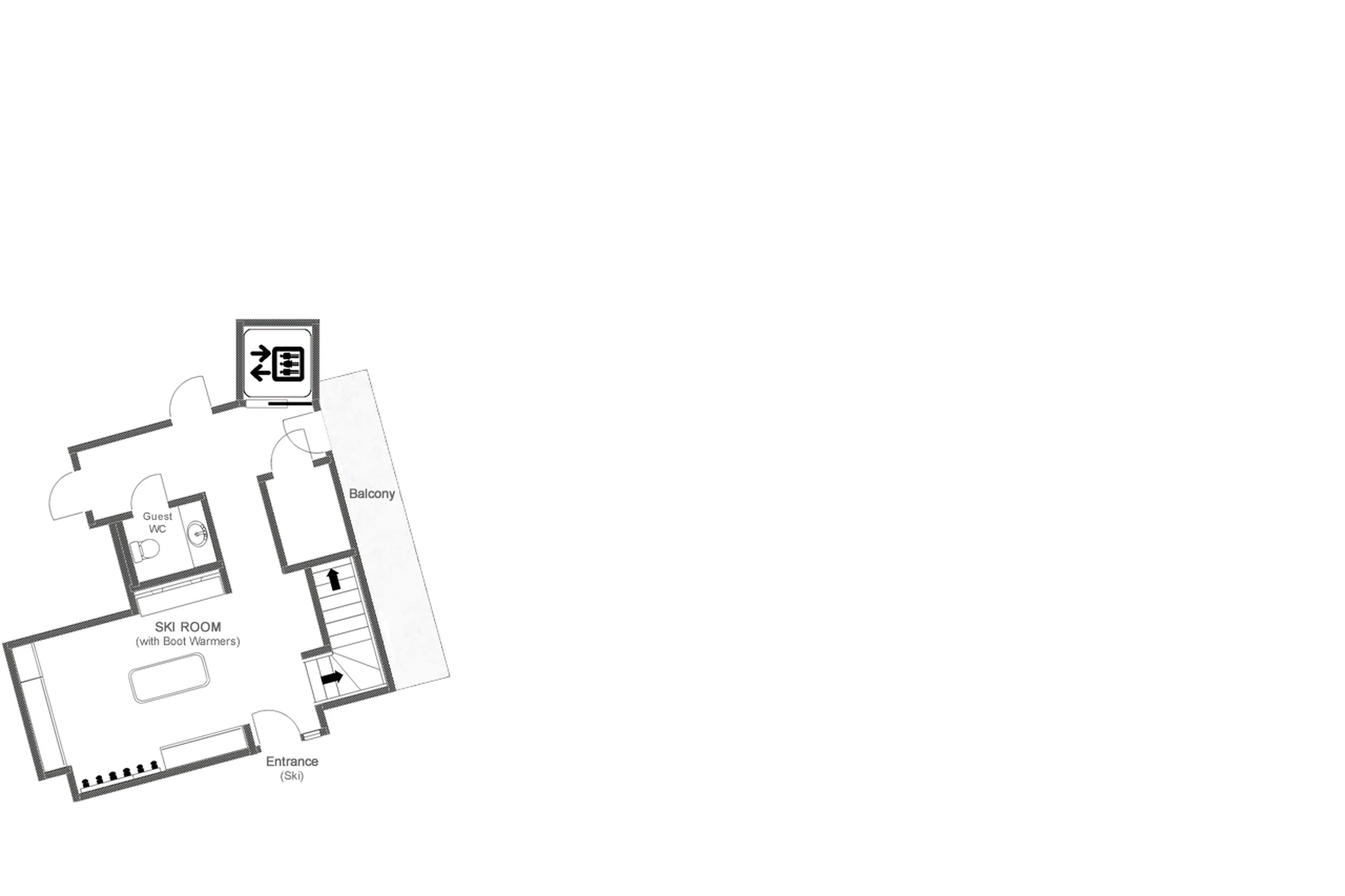Level 2 floor plan of Chalet Pierrier in Verbier