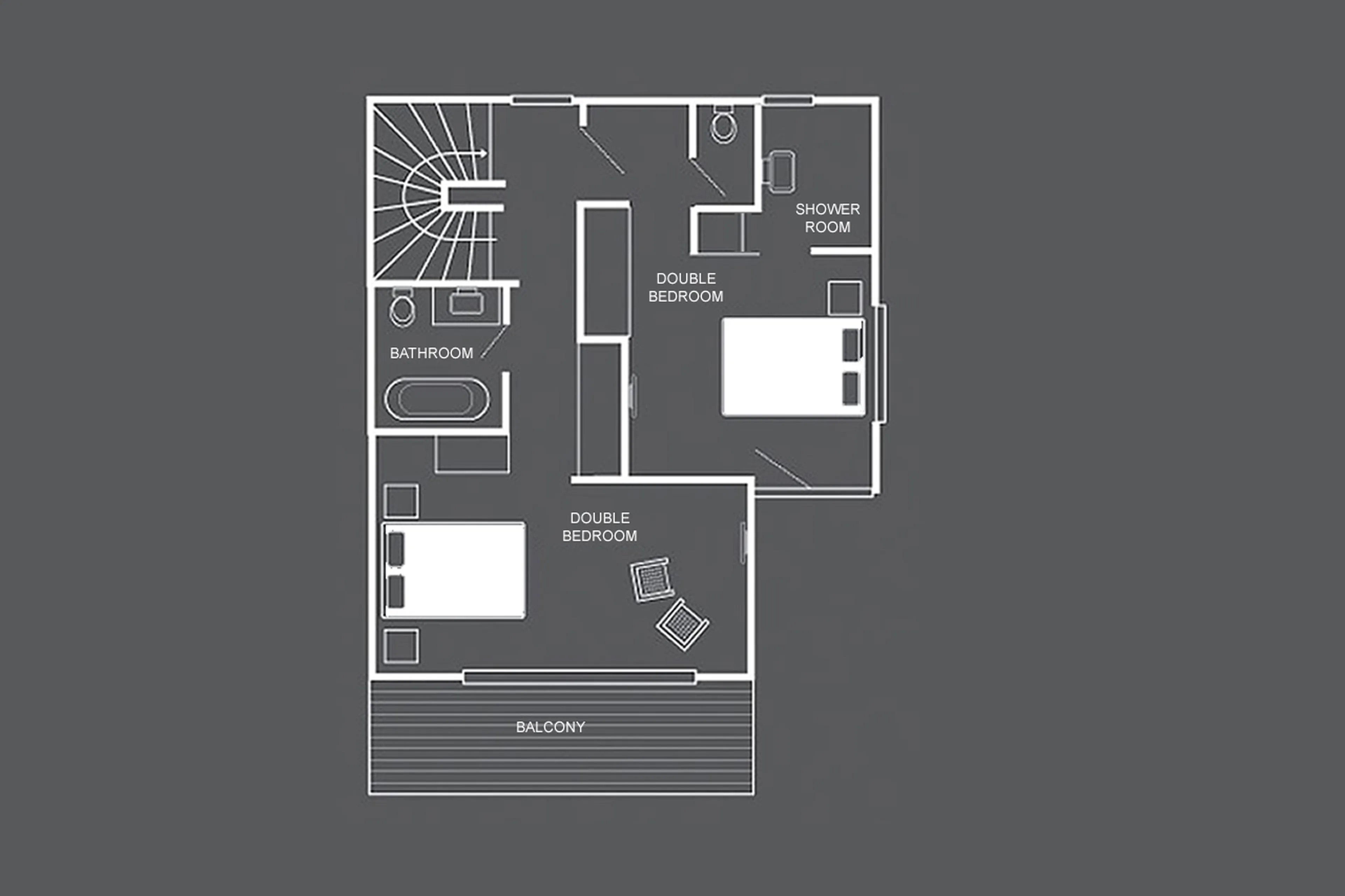 Level 2 floor plan of Chalet Pollux in Zermatt