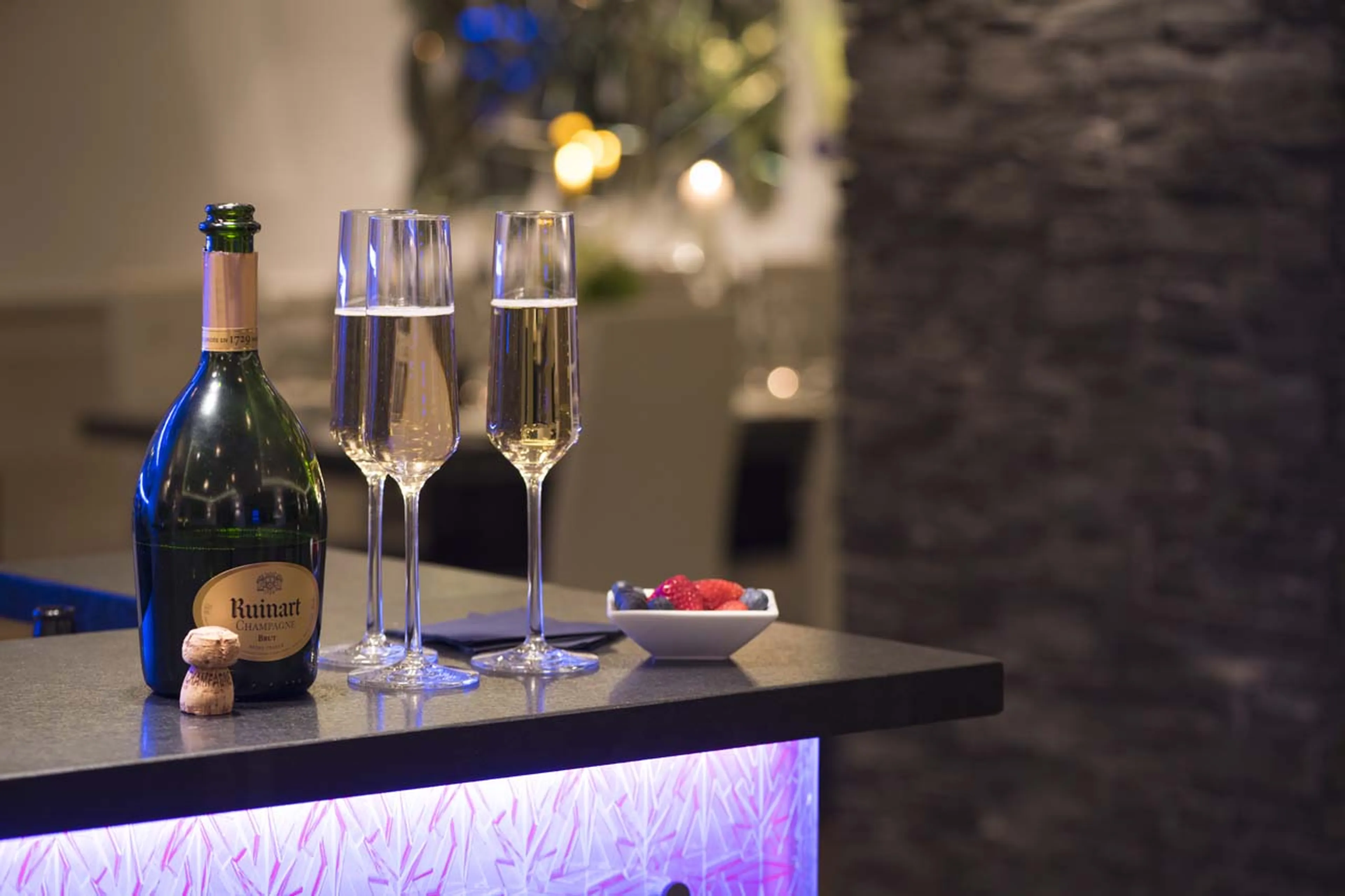 Ruinart champagne at Chalet Pont du Cam in Meribel