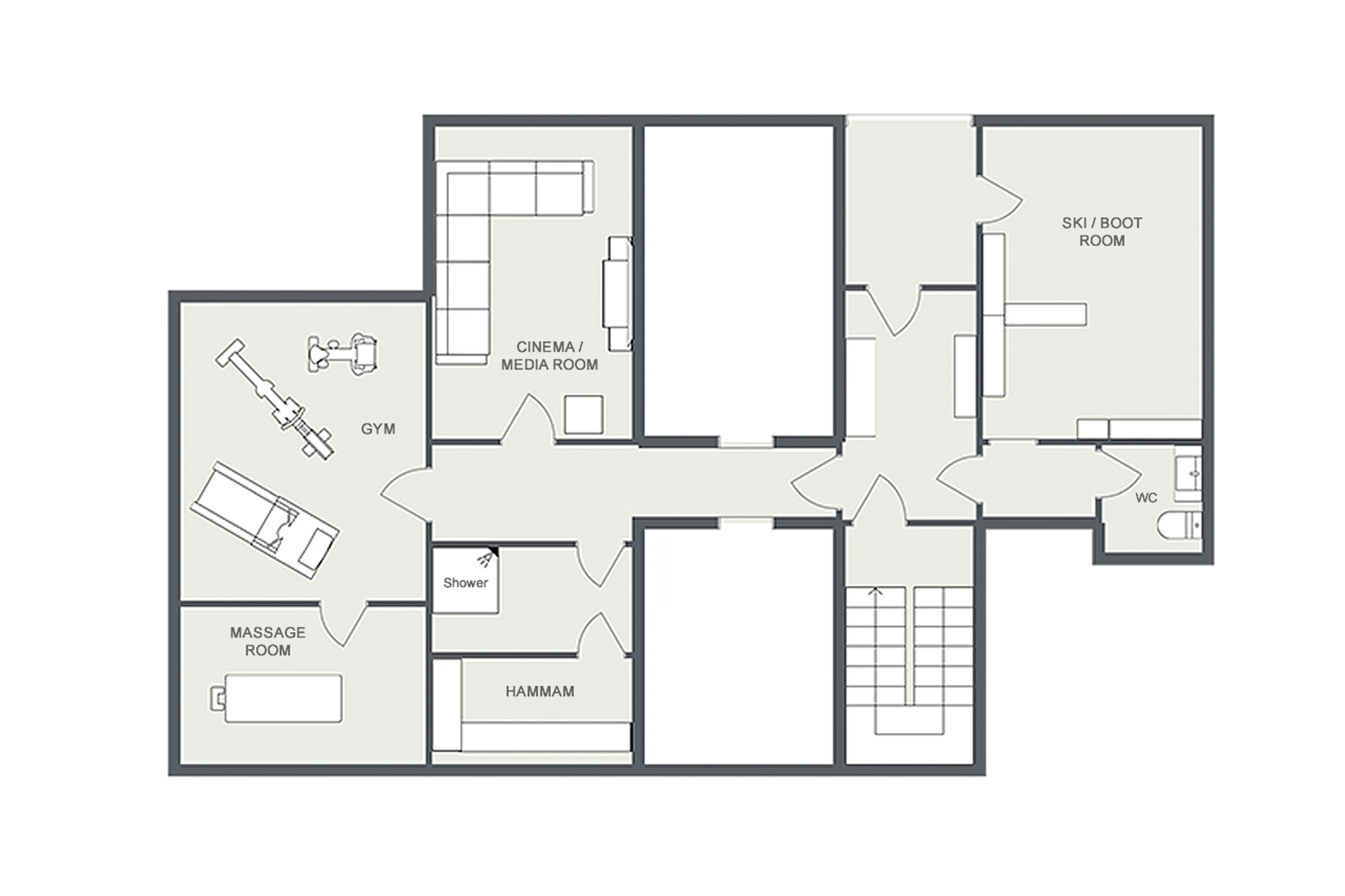 Level 0 floor plan at Pont du Cam in Meribel