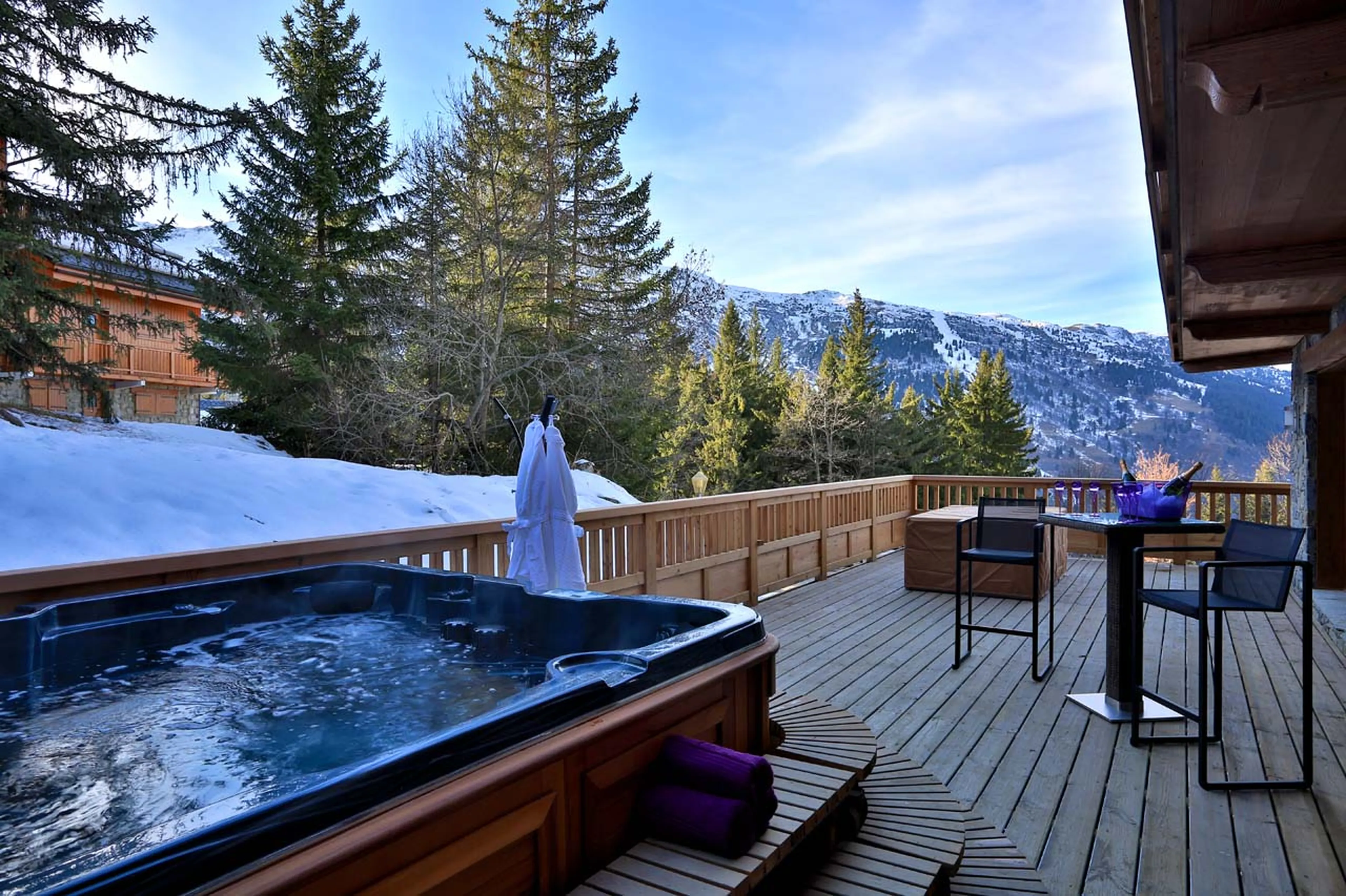 Outdoor hot tub at Chalet Pont du Cam in Meribel