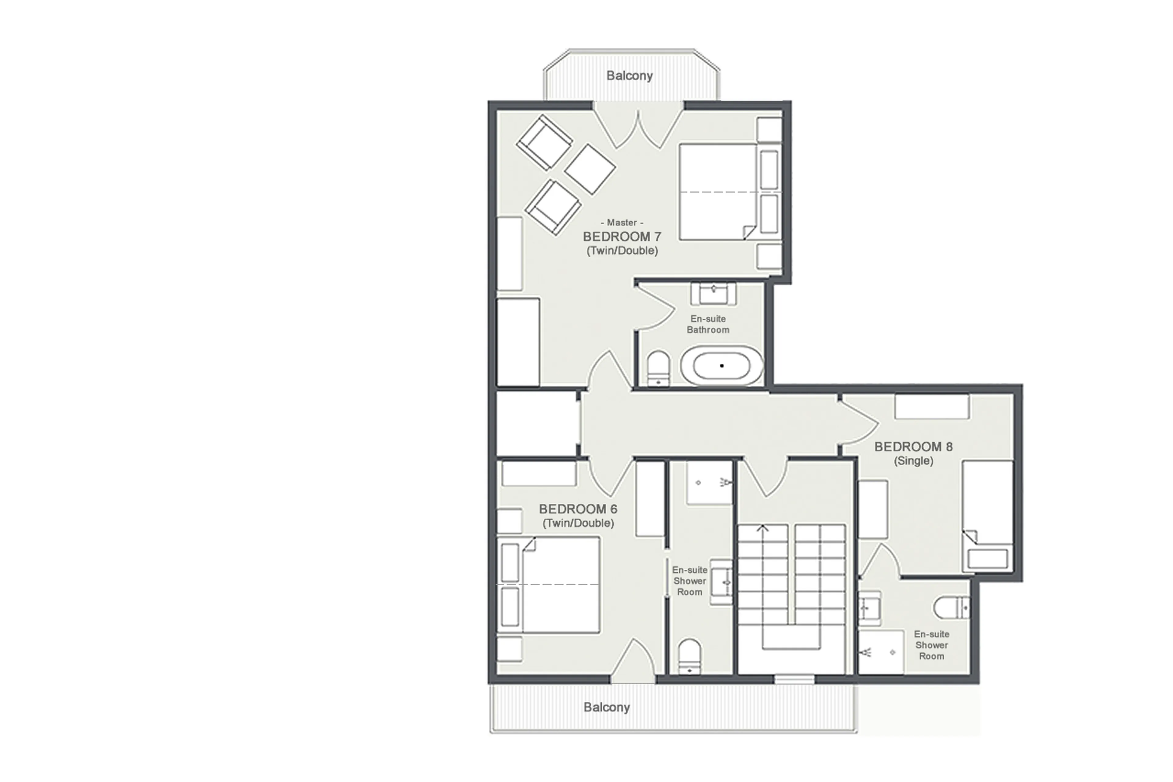 Level 3 floor plan at Pont du Cam in Meribel