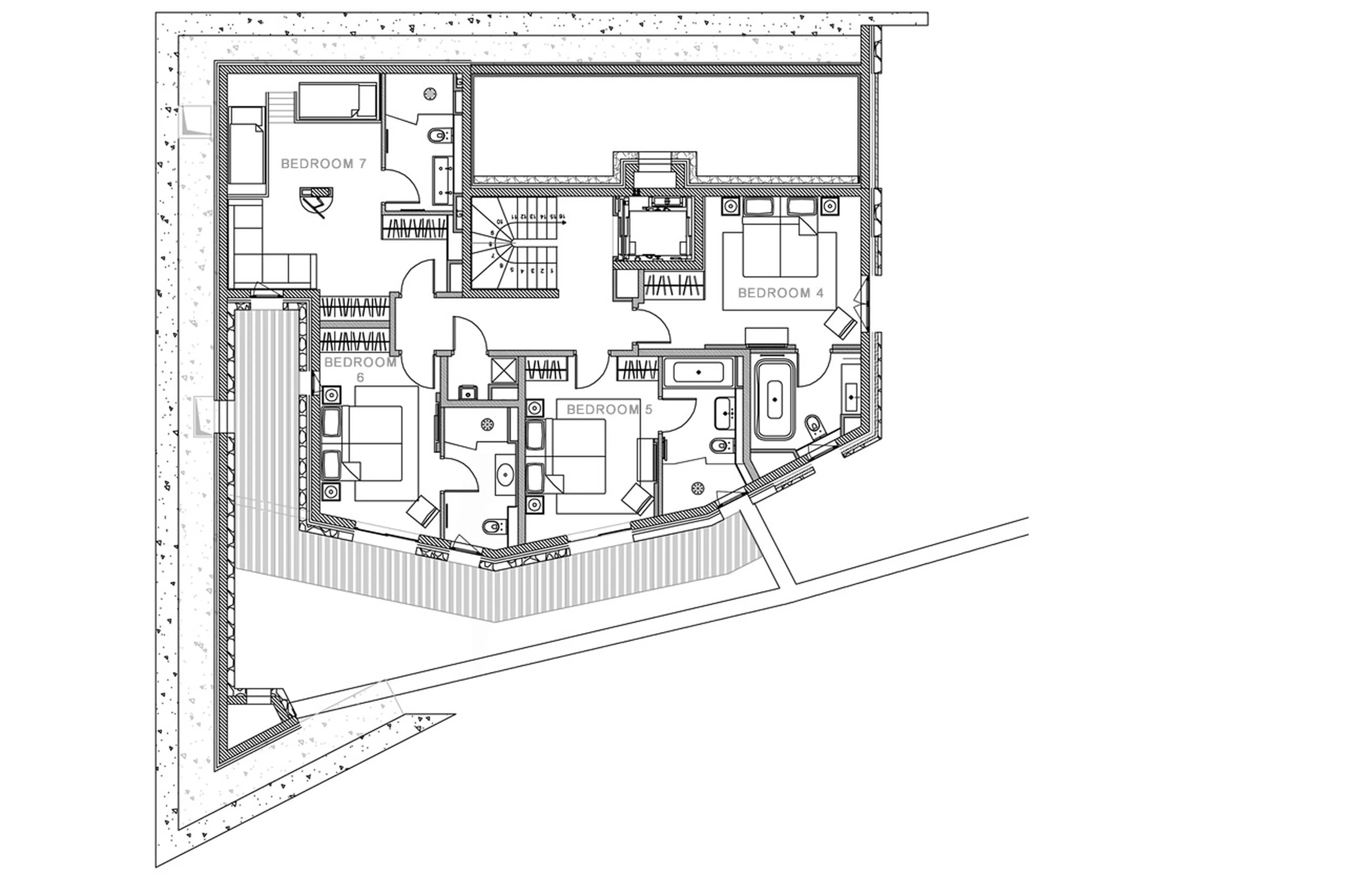 Level 1 floor plans of Chalet Pow Pow, Courchevel 1850