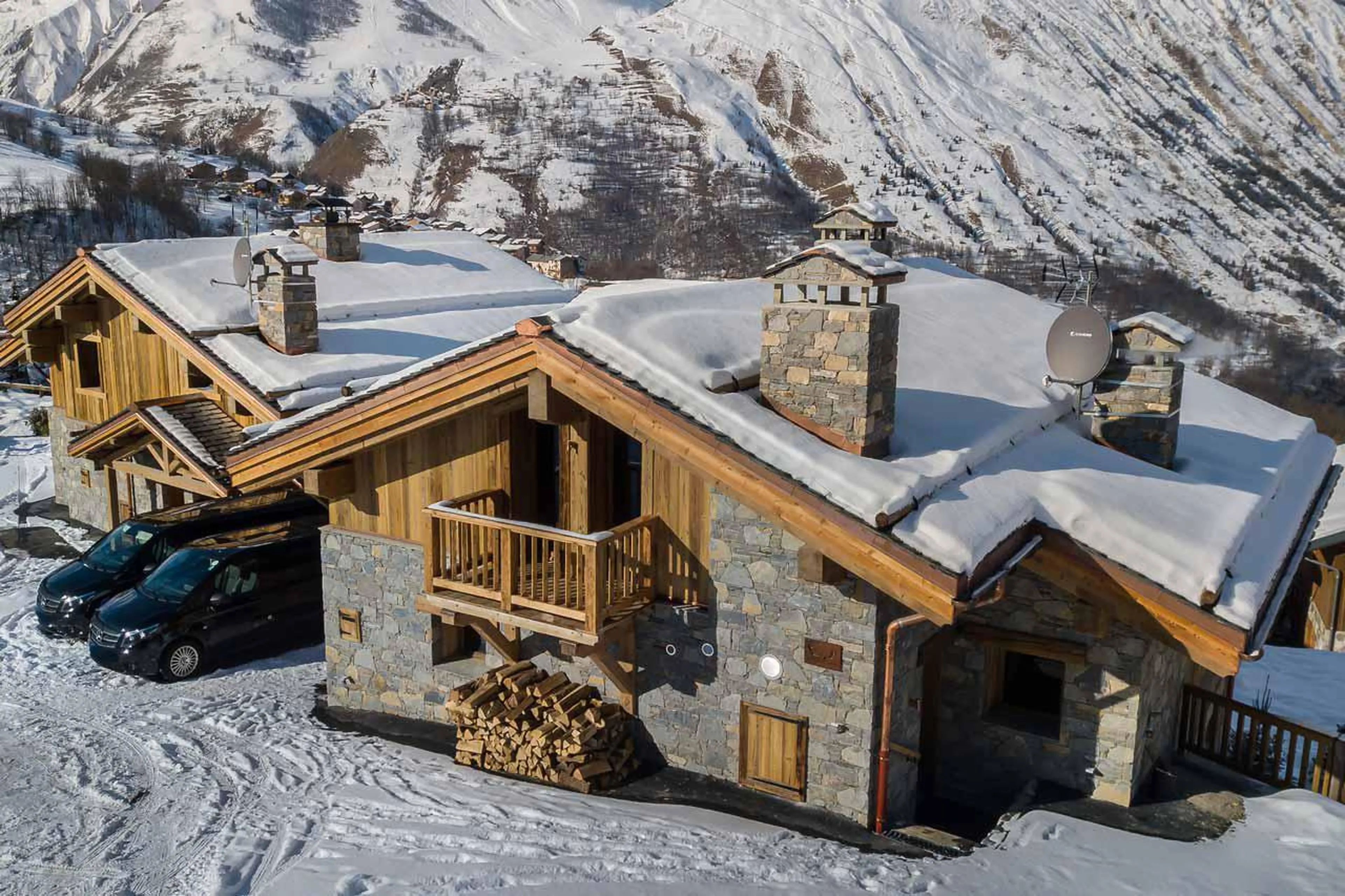 Aerial view of Chalet Pure Black Crystal in St Martin de Belleville