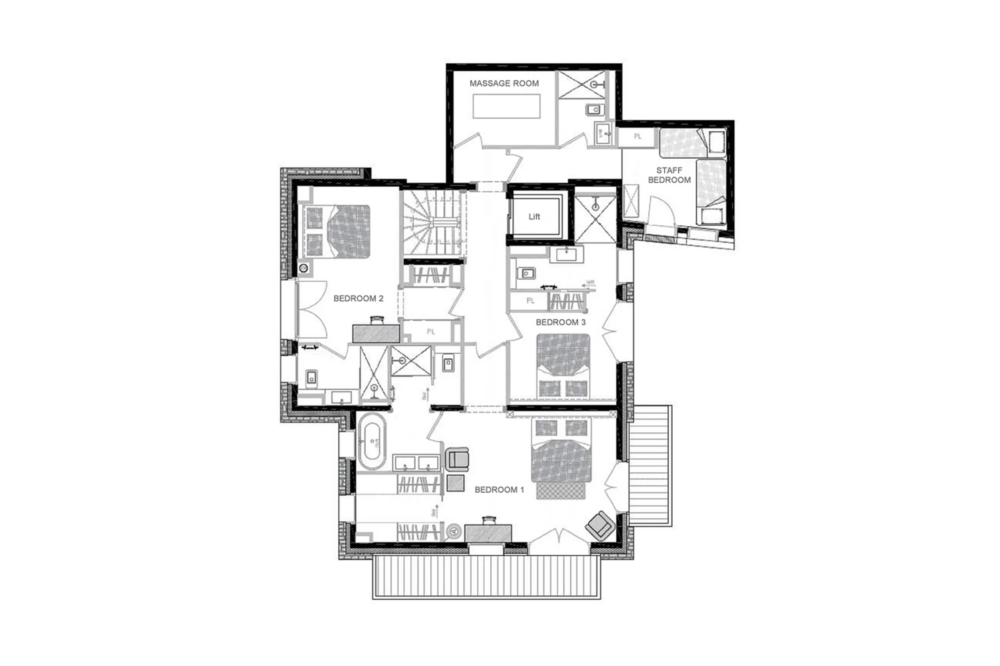 Level 1 floor plan for Chalet Pure Black Crystal in St-Martin-de-Belleville