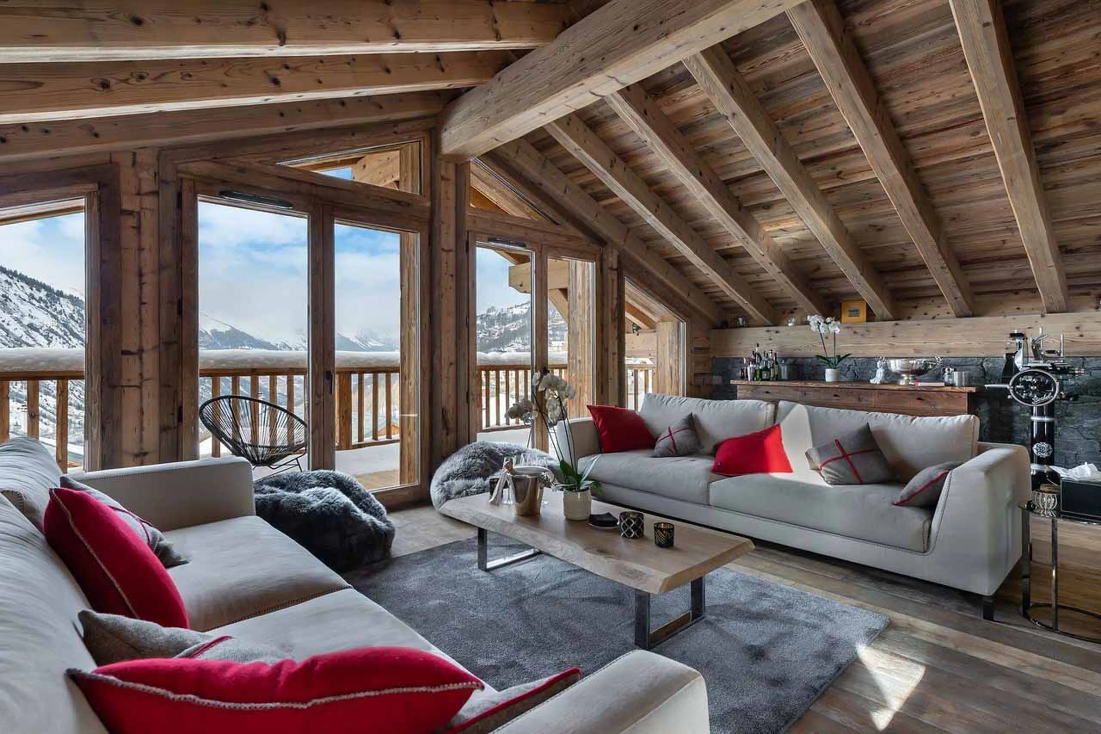 Living room at Chalet Pure Black Crystal in St Martin de Belleville