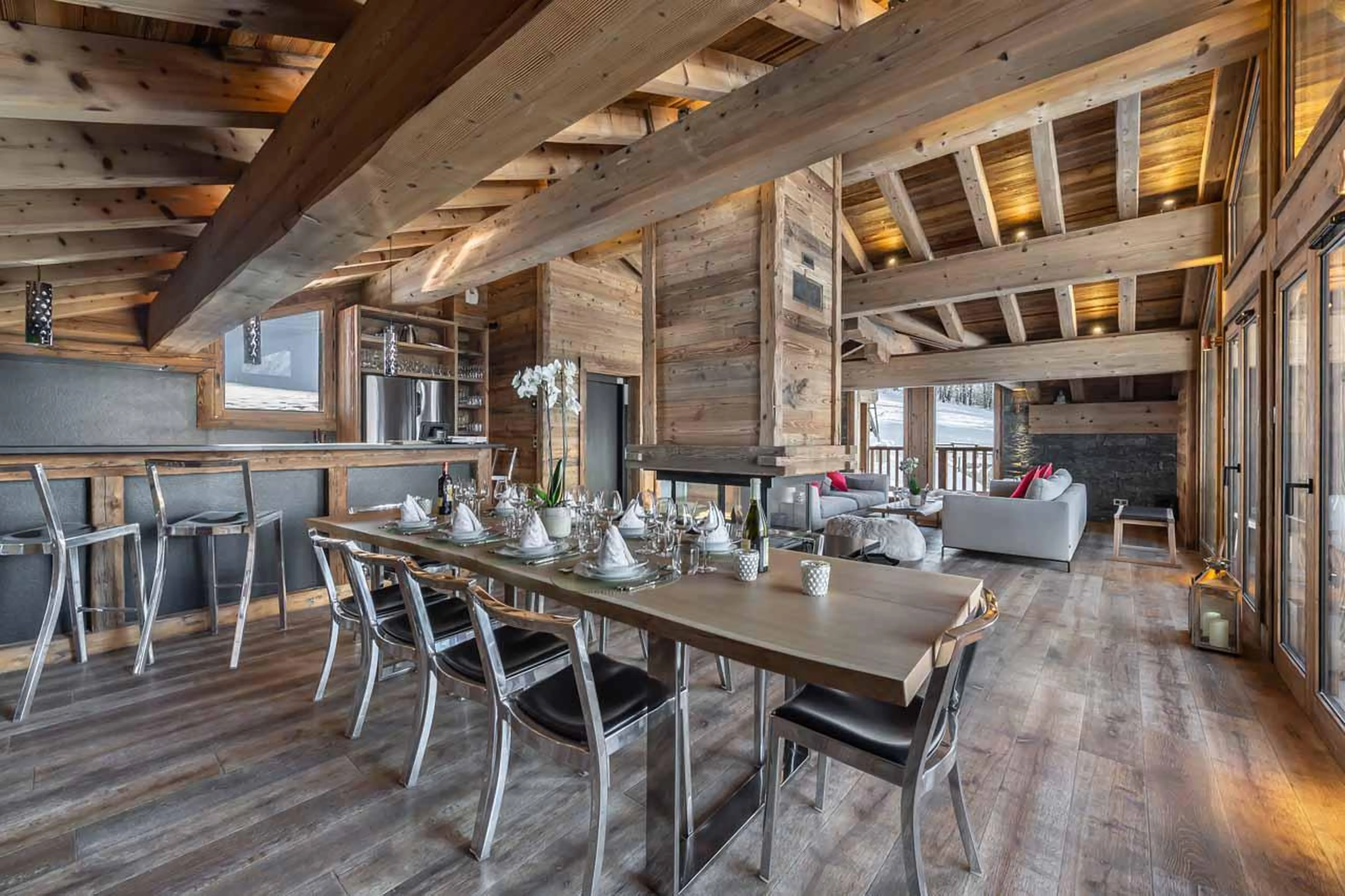 Dining area at Chalet Pure White Crystal in St Martin de Belleville