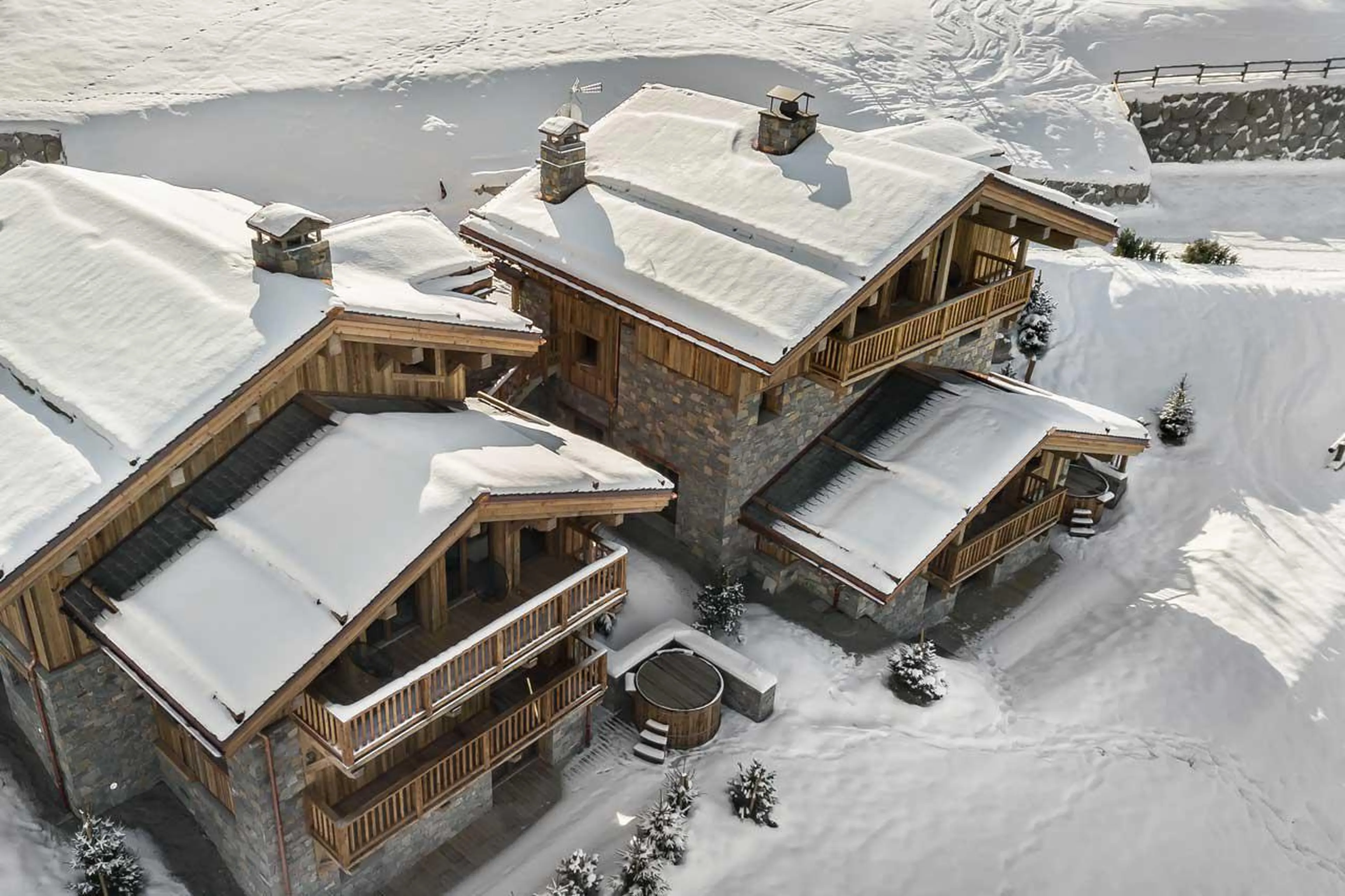 Aerial view of Chalet Pure White Crystal in St Martin de Belleville