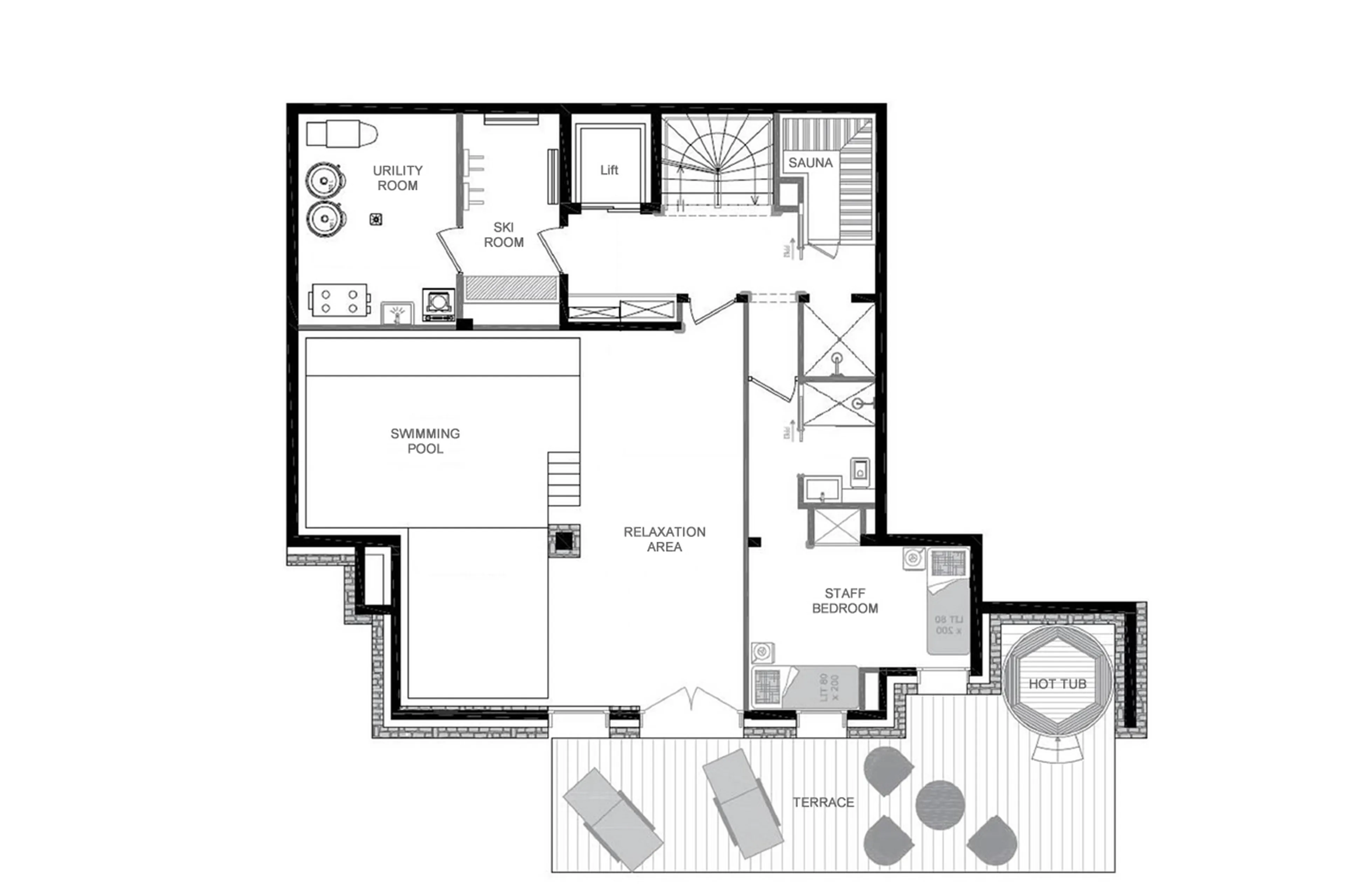 Level 0 floor plan for  Chalet Pure White Crystal in St-Martin-de-Belleville