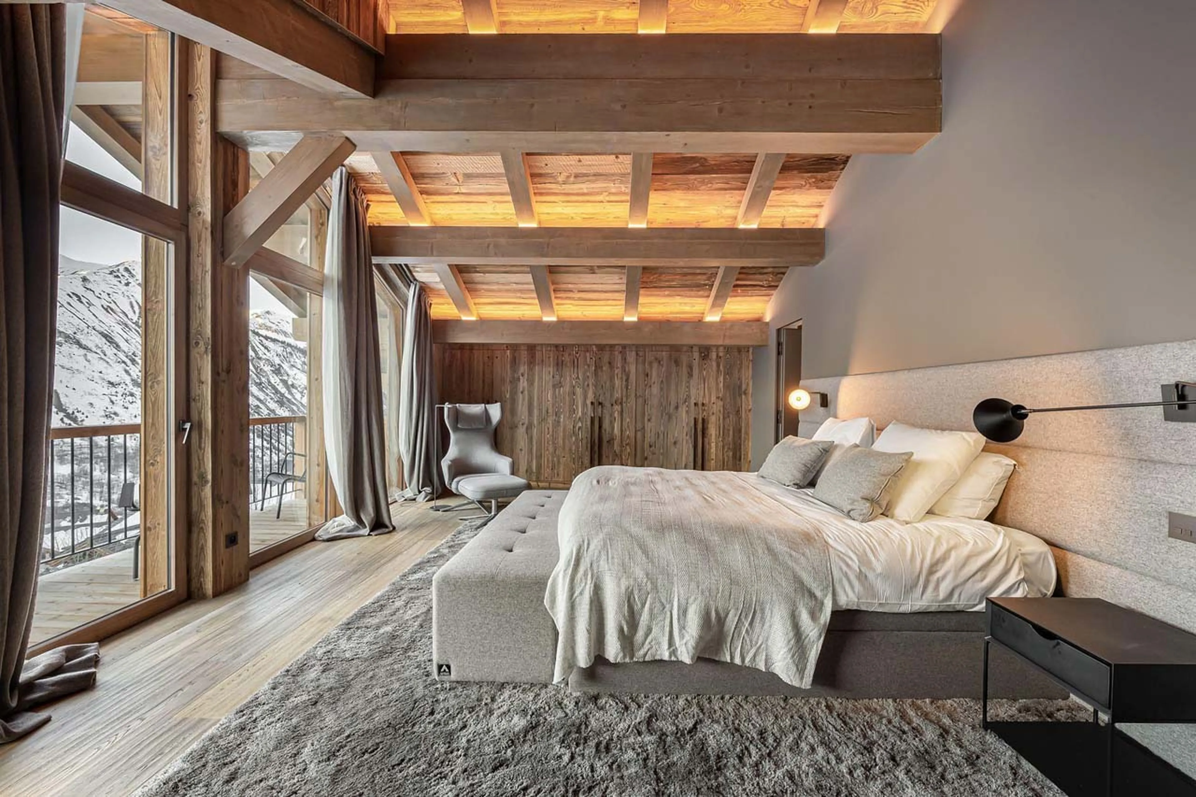 Bedroom one at Chalet Quebec in St Martin de Belleville