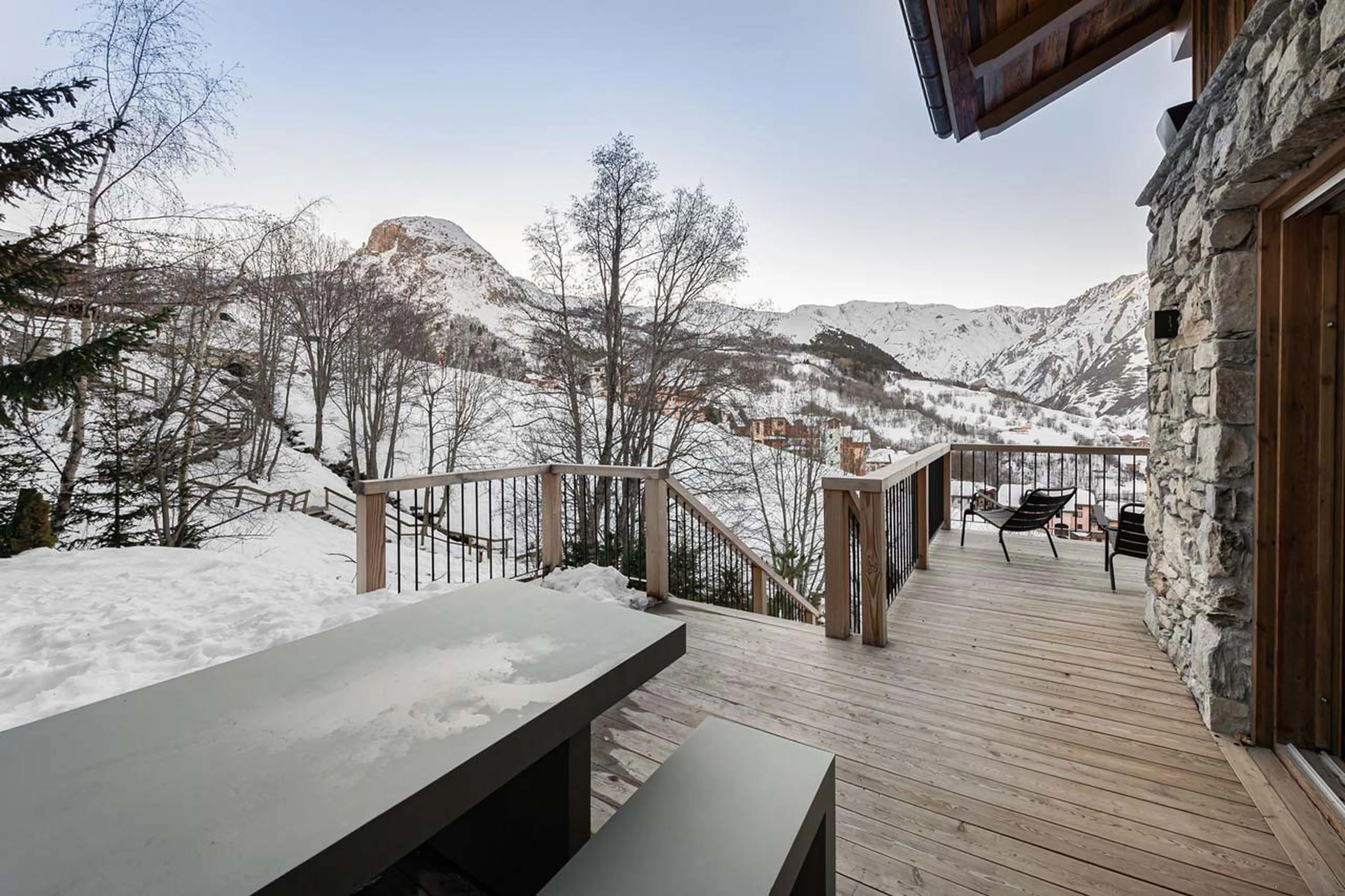 Terrace views at Chalet Quebec in St Martin de Belleville