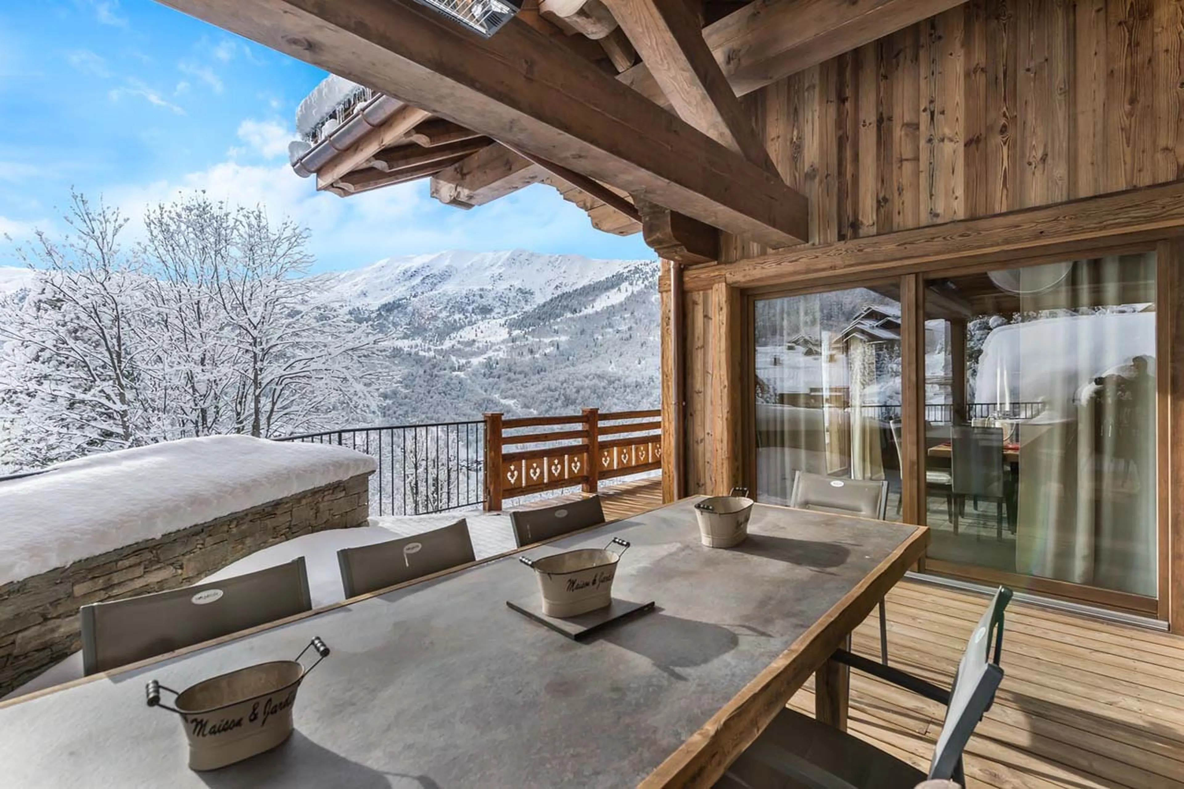 Dining on terrace at Chalet Queen Mijane in Meribel