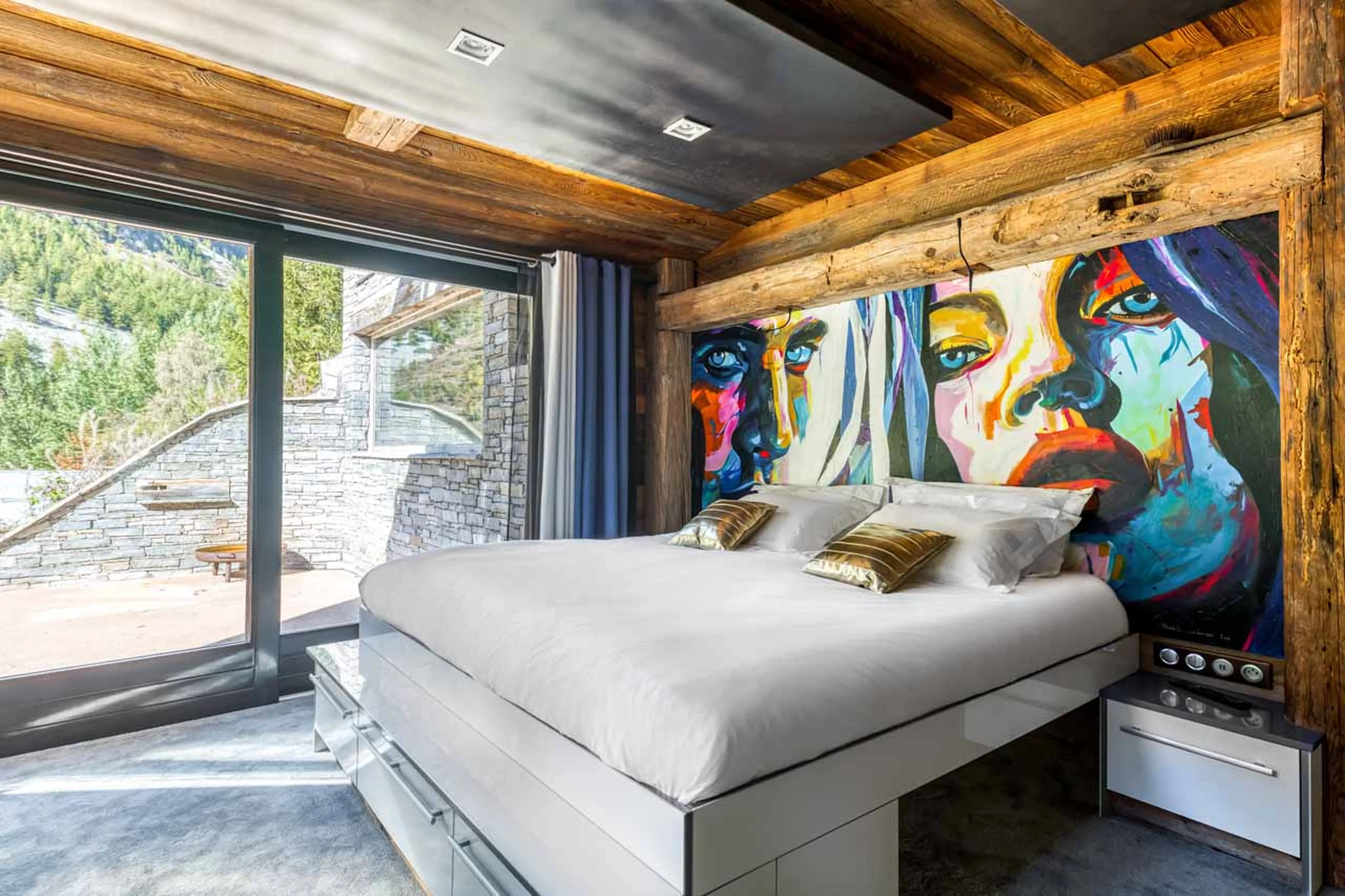 Terrace access from master suite at Chalet Quezac in Tignes