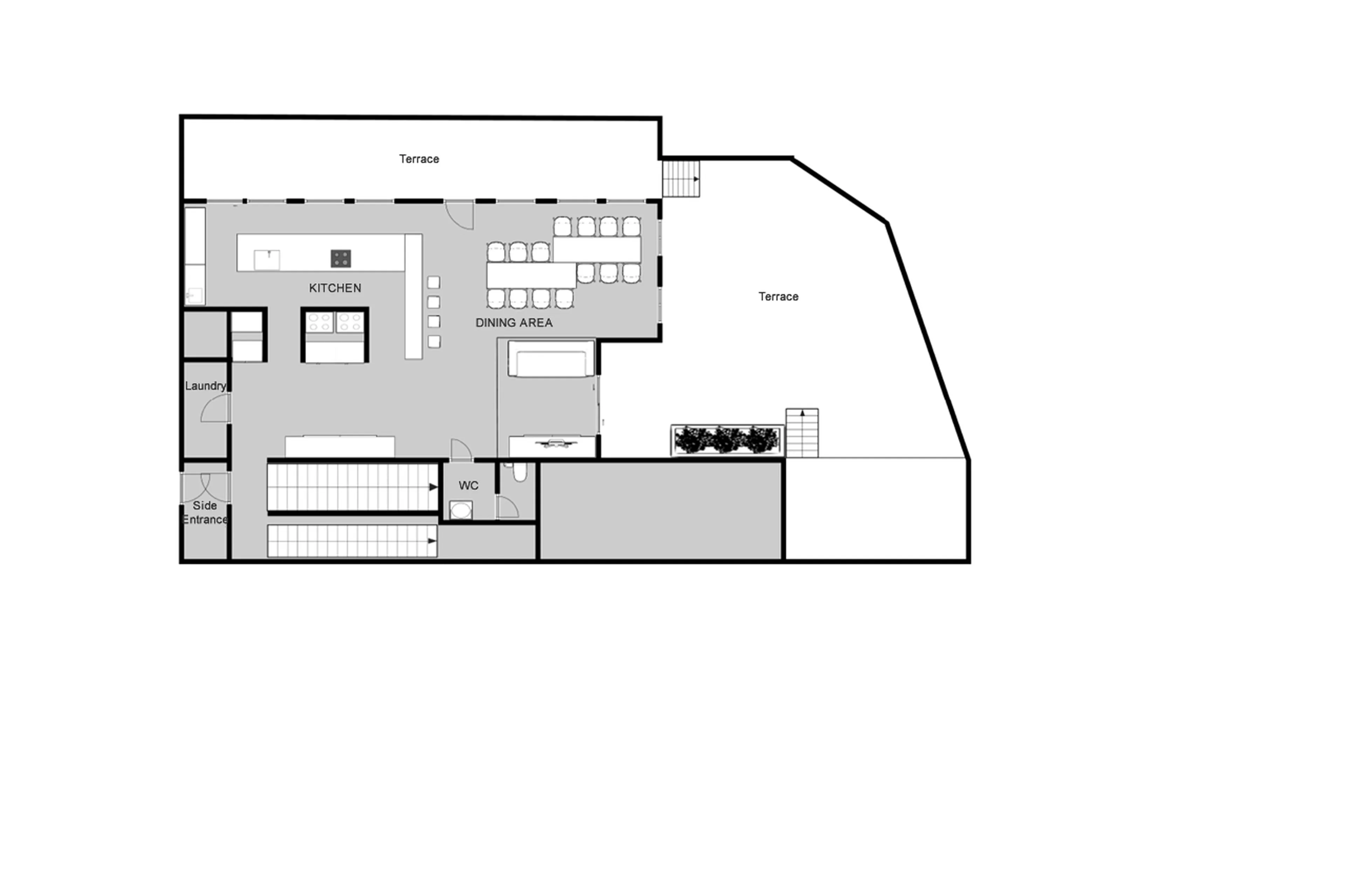 Level 1 floor plan of Chalet Quezac in Tignes