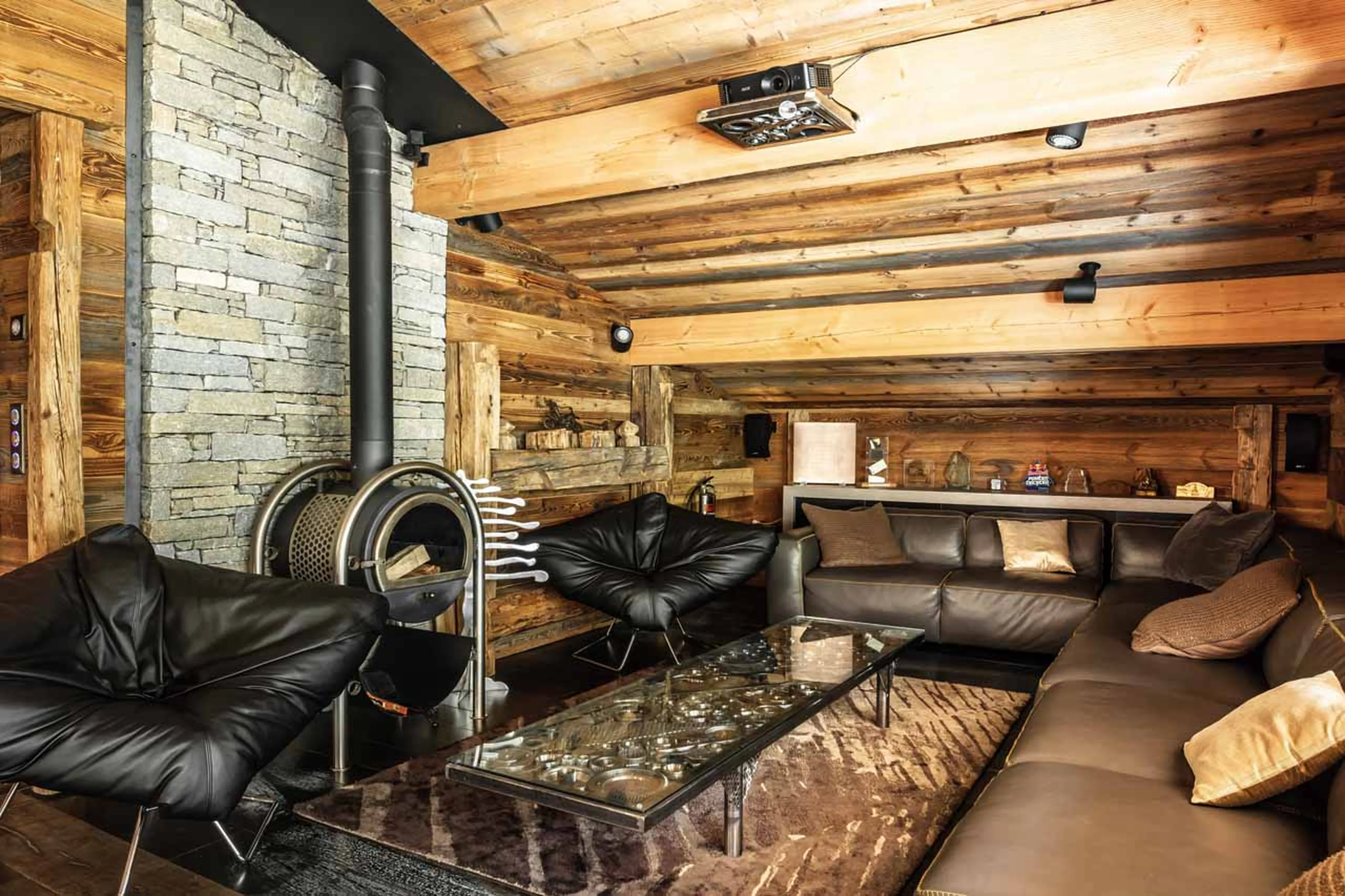 Feature fireplace in Chalet Quezac in Tignes