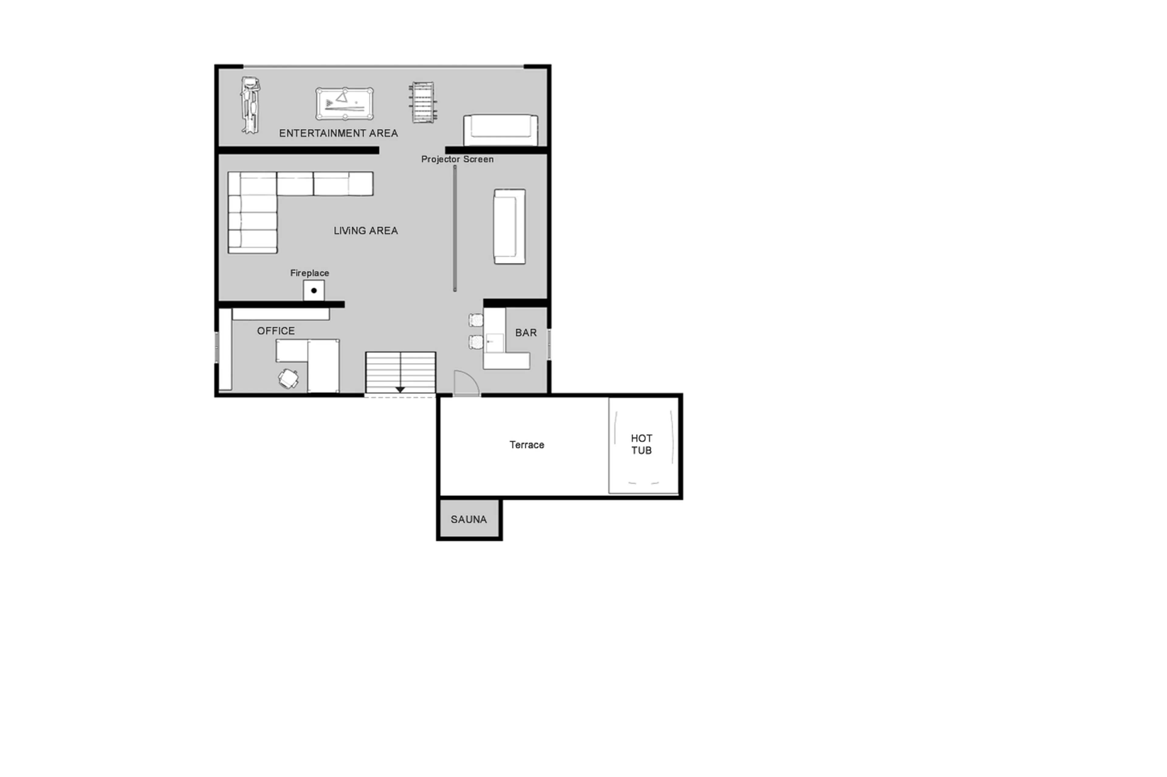 Upper level 2 floor plan of Chalet Quezac in Tignes