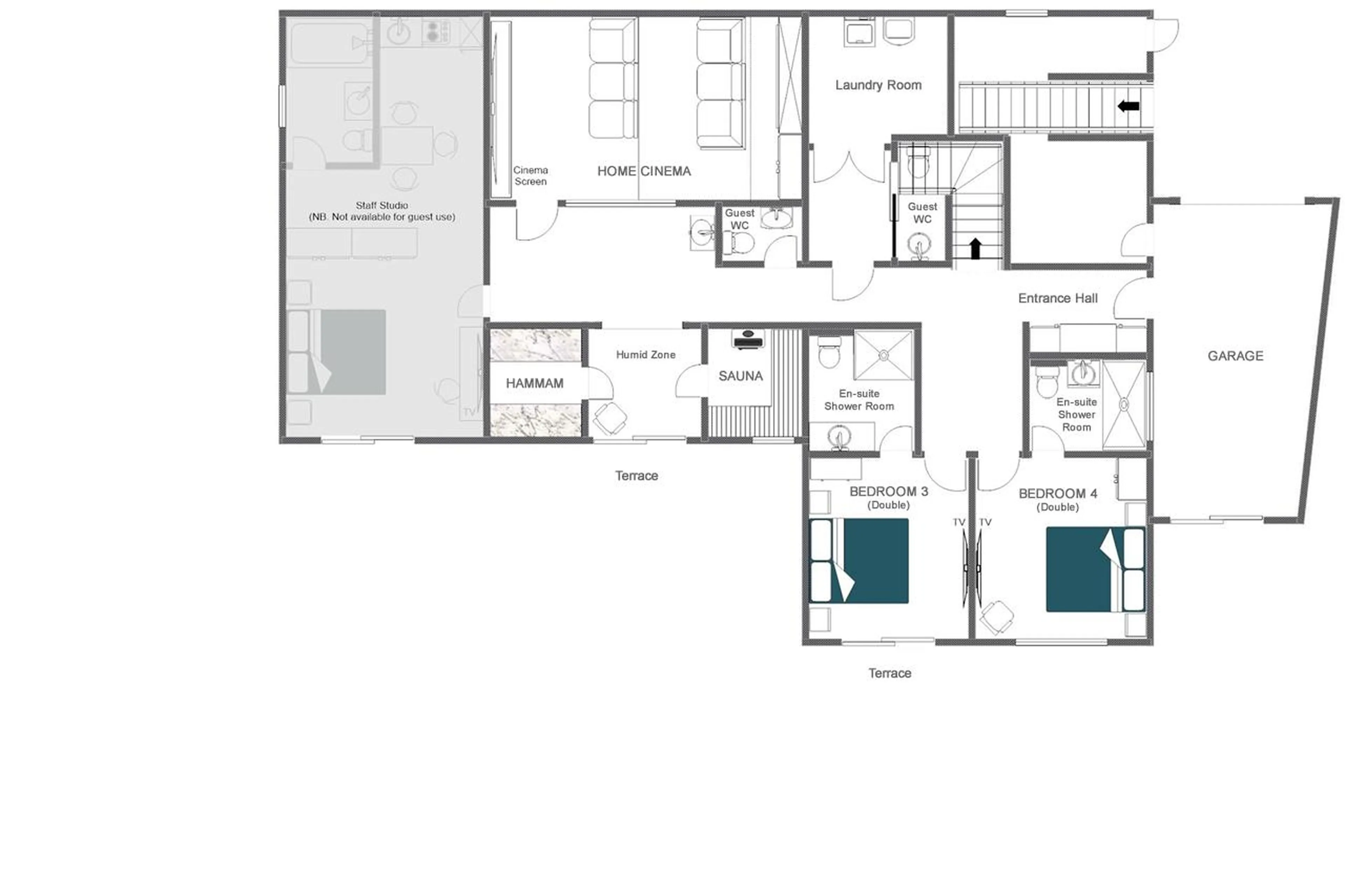 Level 0 floor plan of Chalet Ranch in Verbier