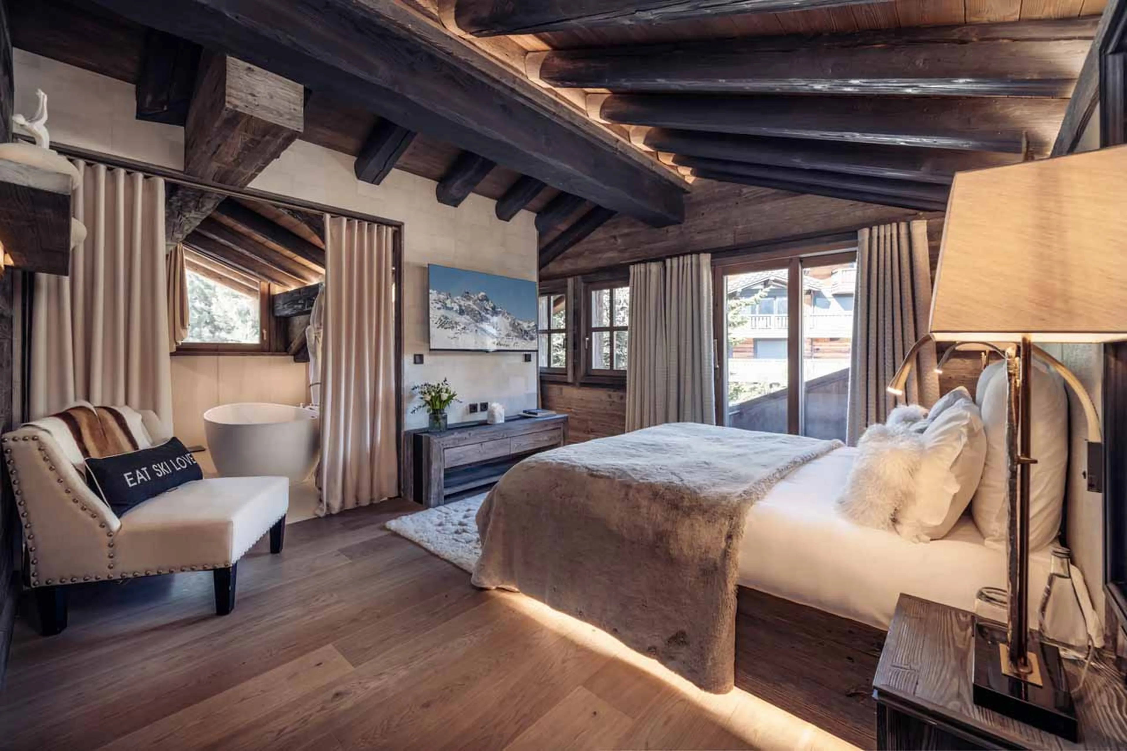 Bedroom one at Chalet Razzie in Courchevel 1850