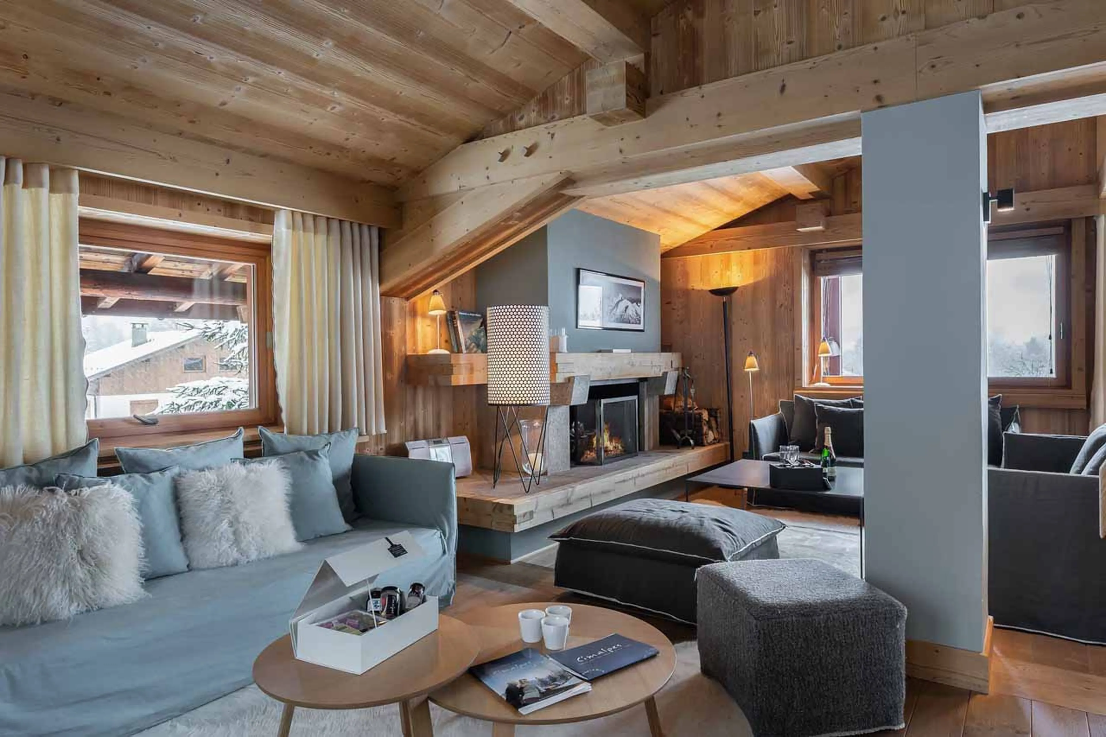 Open plan living area at Chalet Reine des Pres in Megeve