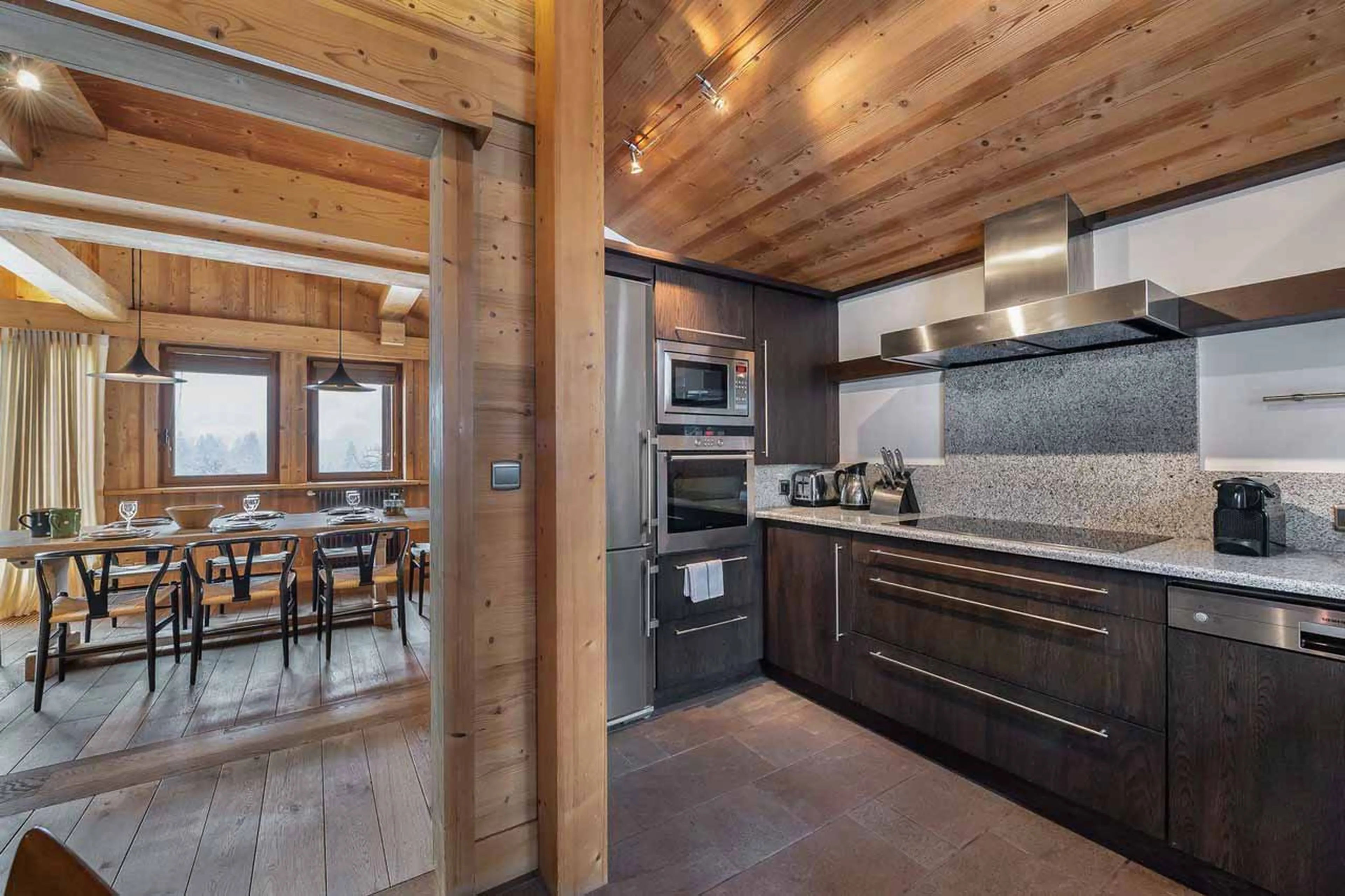 Kitchen at Chalet Reine des Pres in Megeve