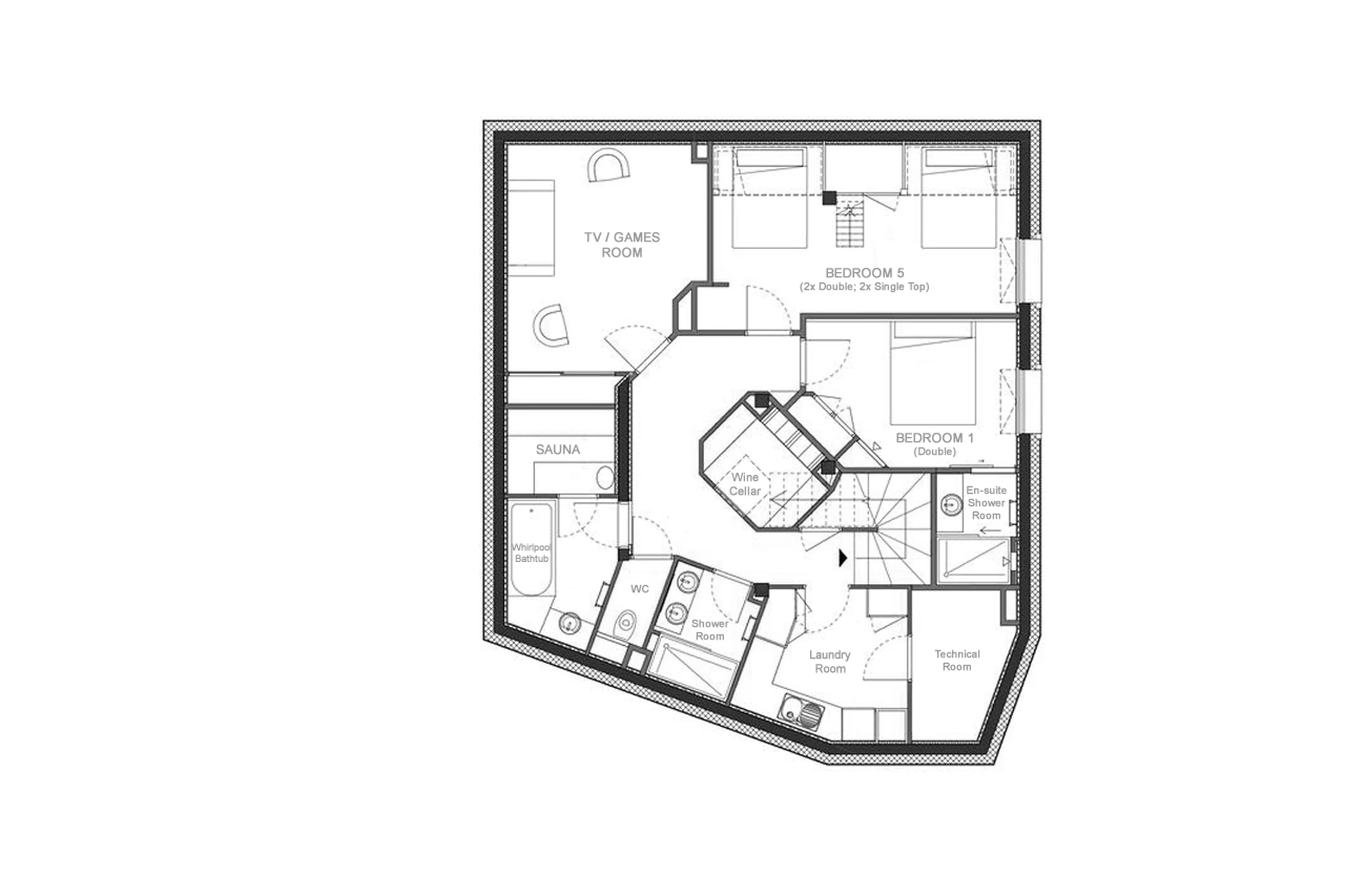 Level -1 floor plan of Chalet Reve de Marmottes in Meribel