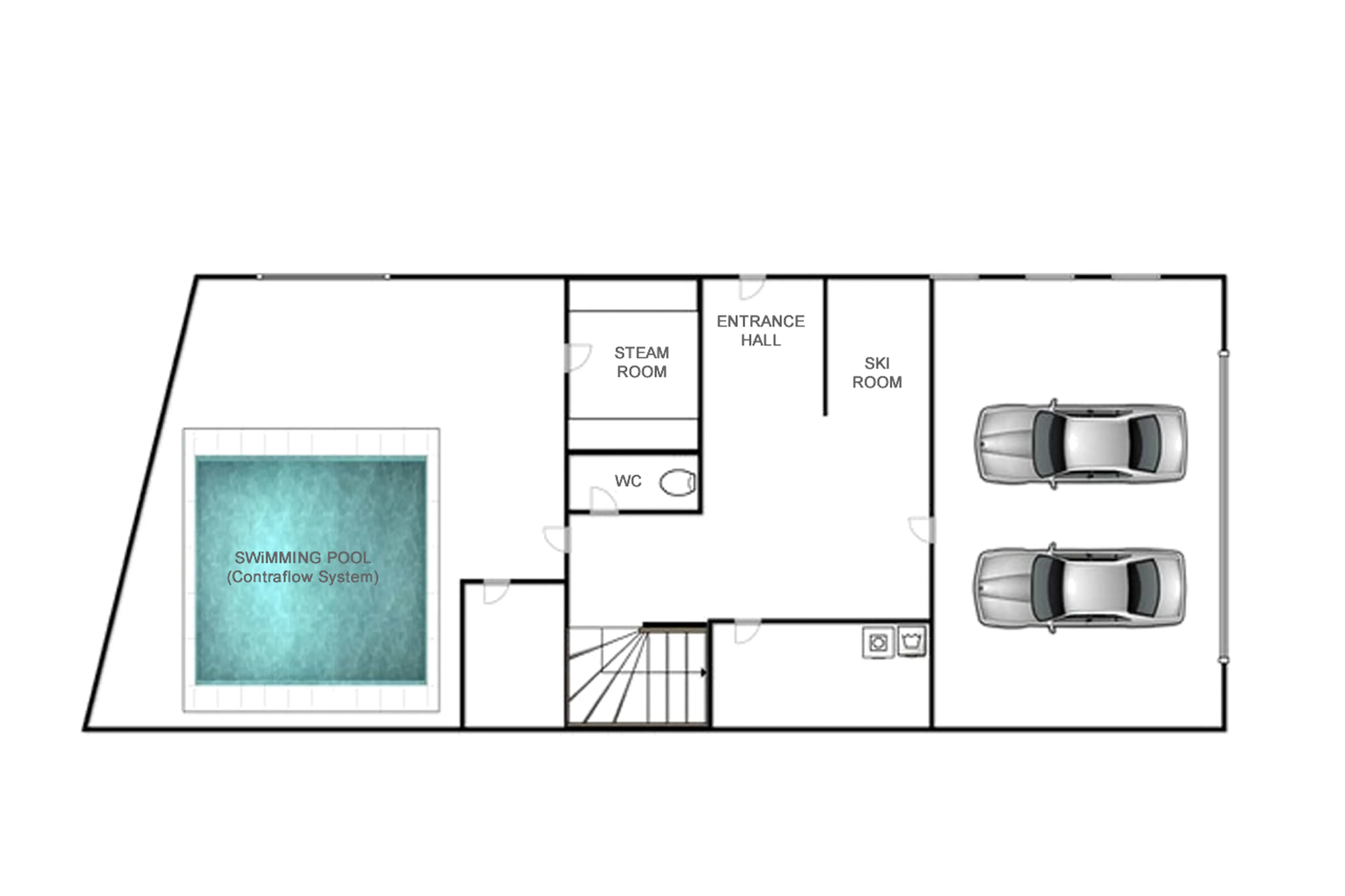 Level 0 floor plan of Chalet Rive Gauche in Val d'Isere