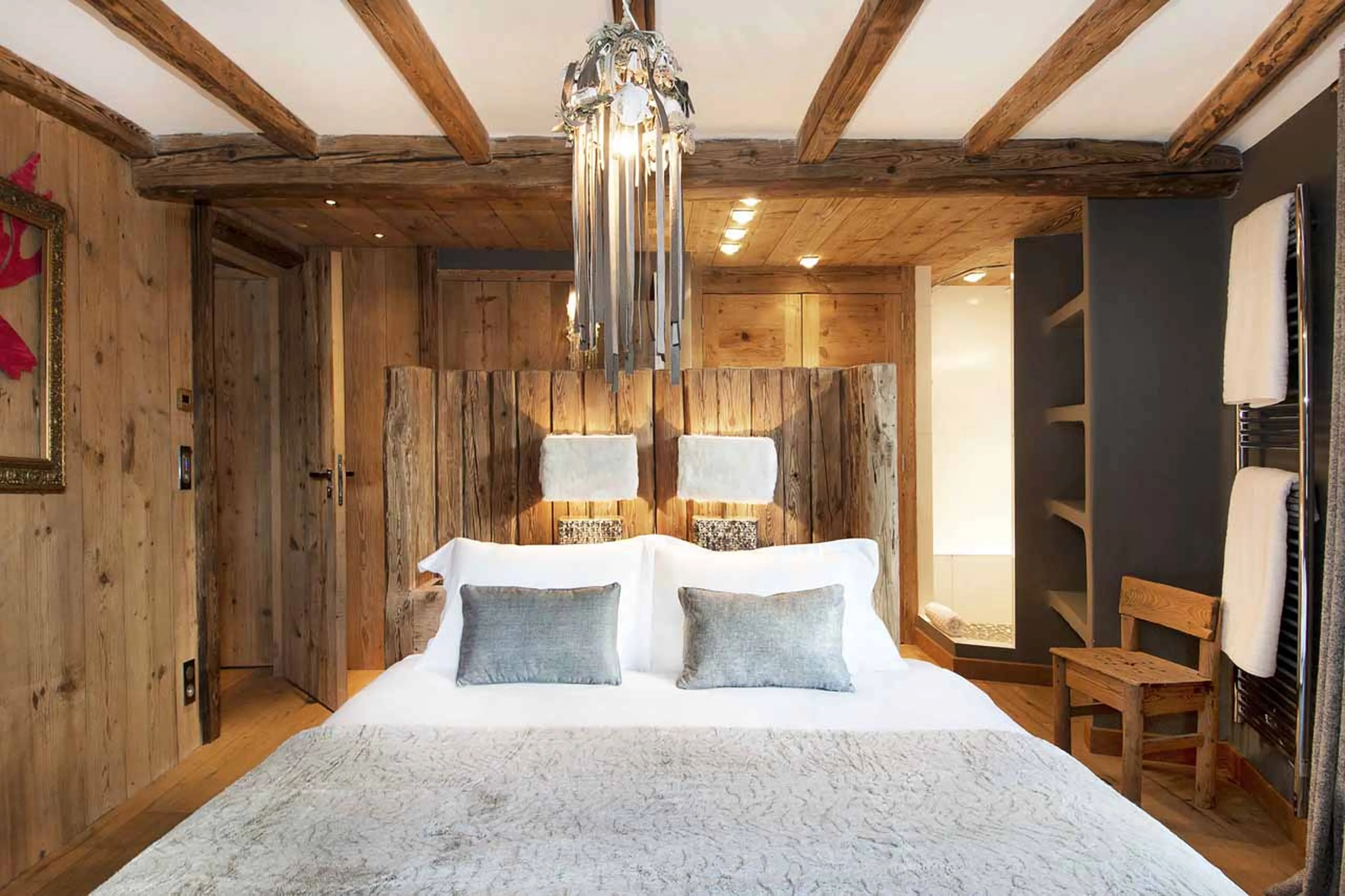 Bedroom one at Chalet Rive Gauche in Val d'Isere