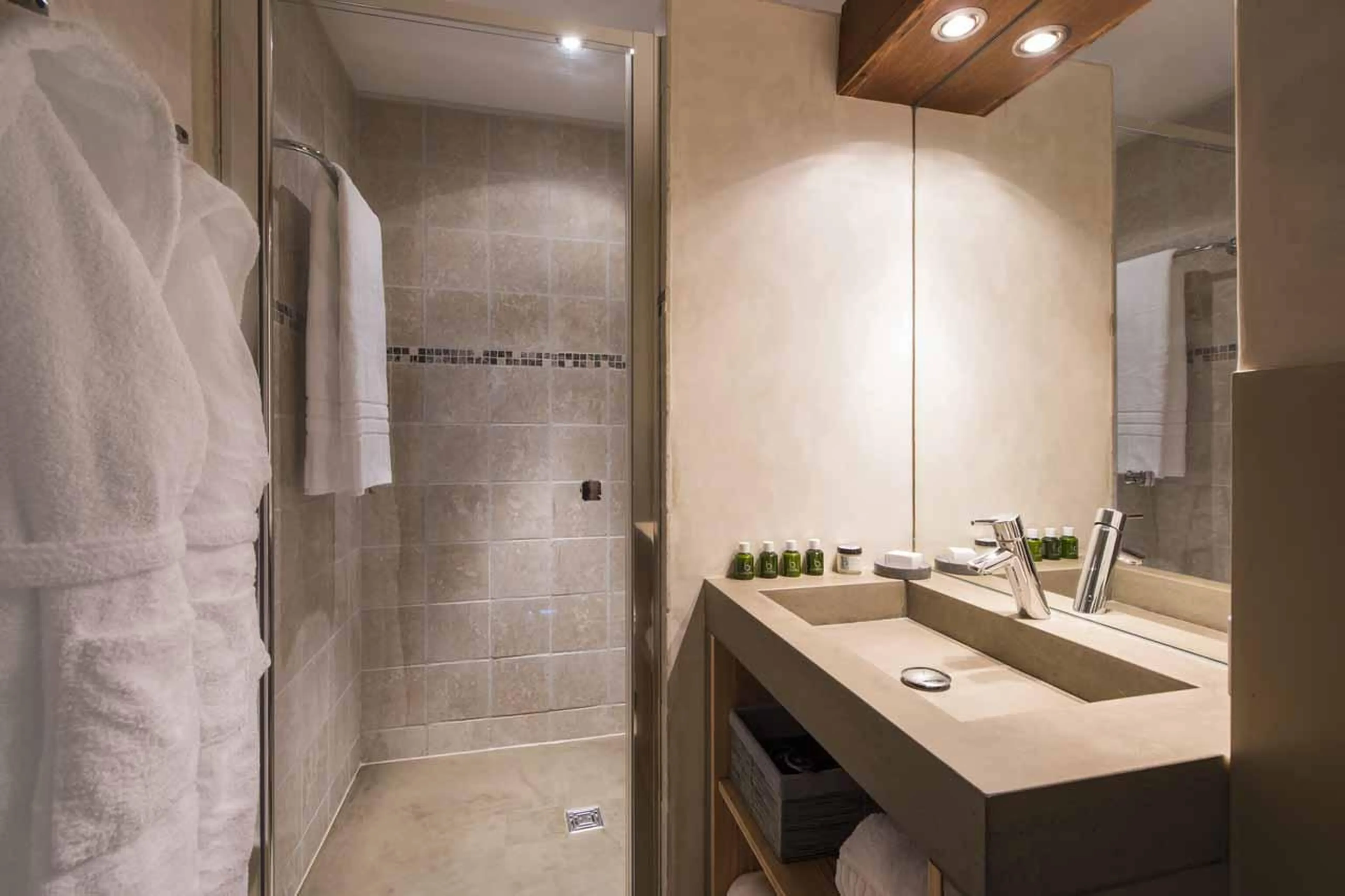 Ensuite shower room at Chalet Rock in Verbier