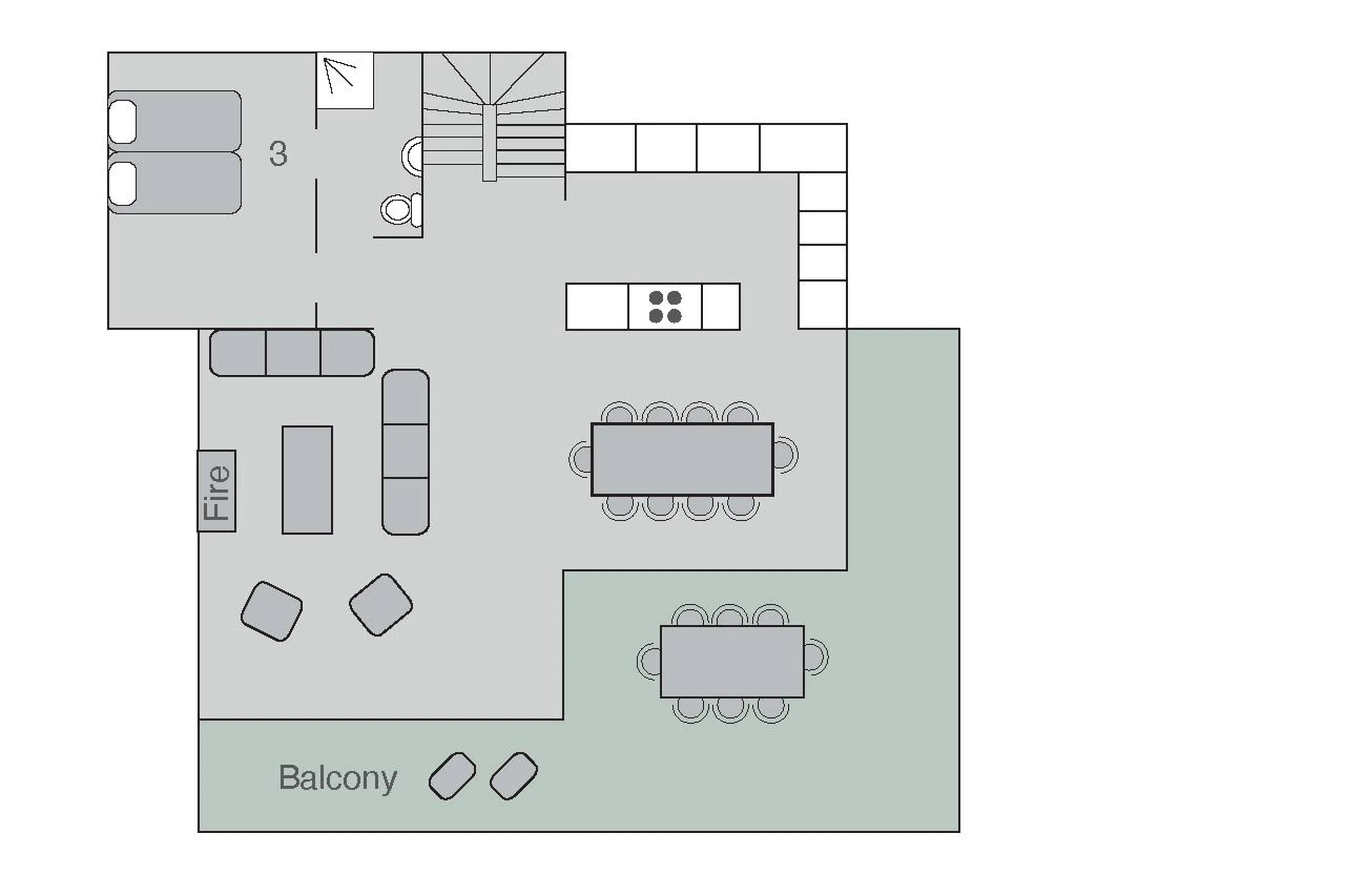 Level 1 floor plan of Chalet Rock in Verbier