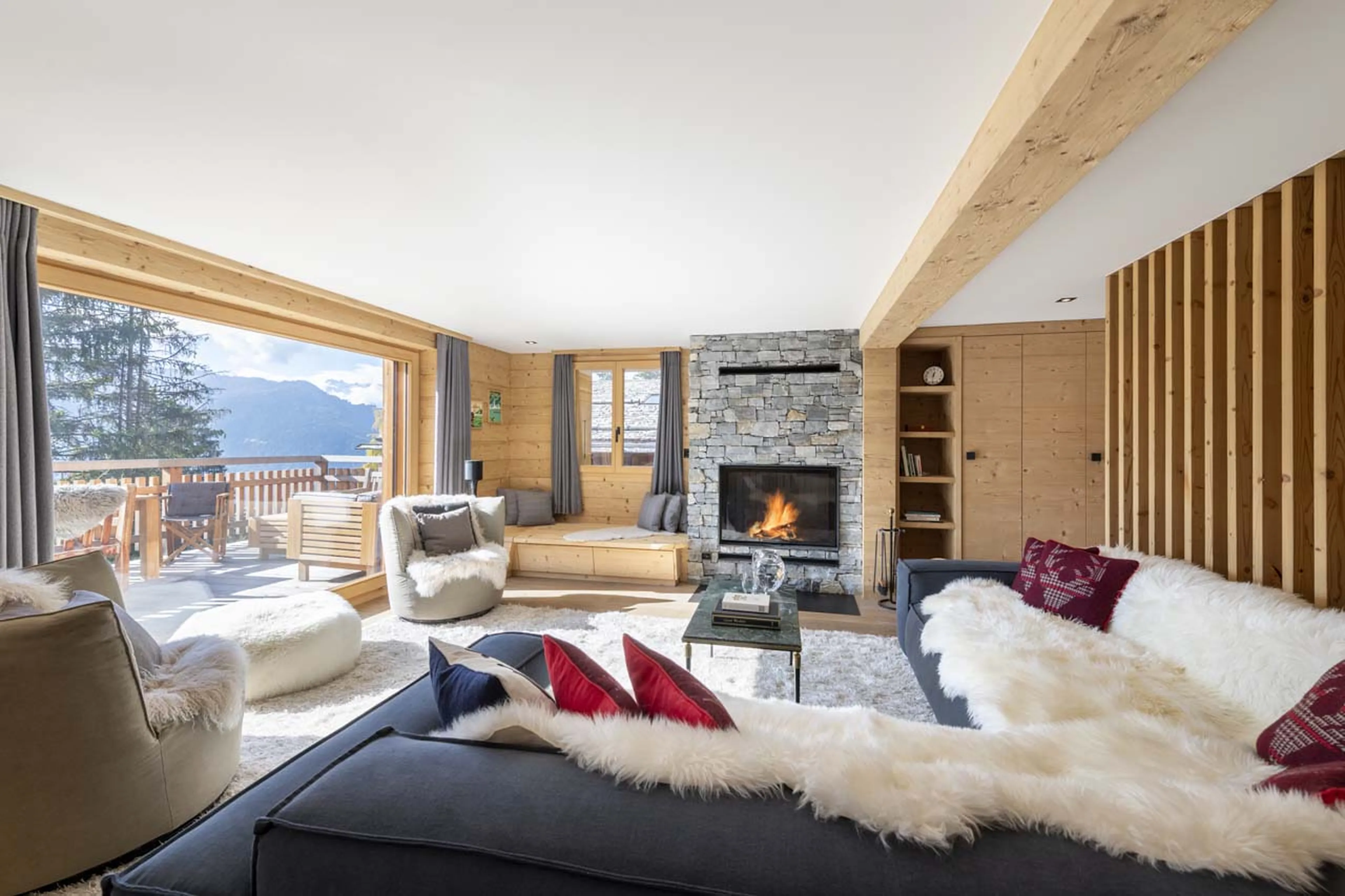 Living area at Chalet Roselle in Verbier