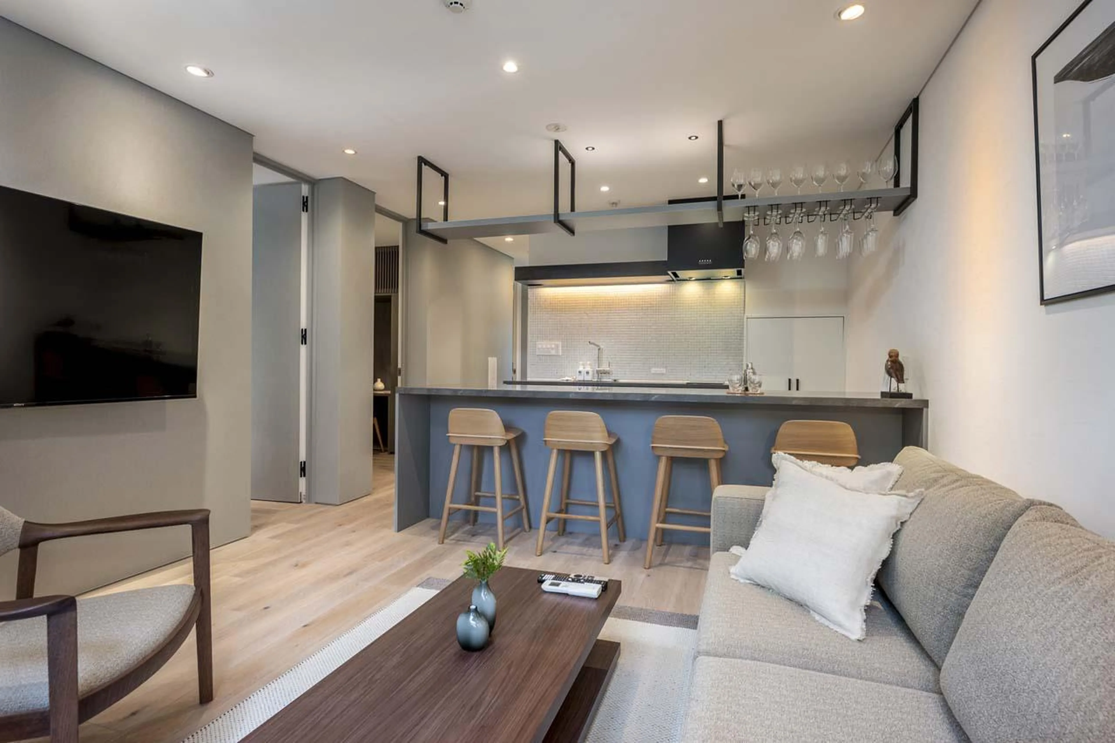 Modern living space at Chalet Ryoun in Niseko