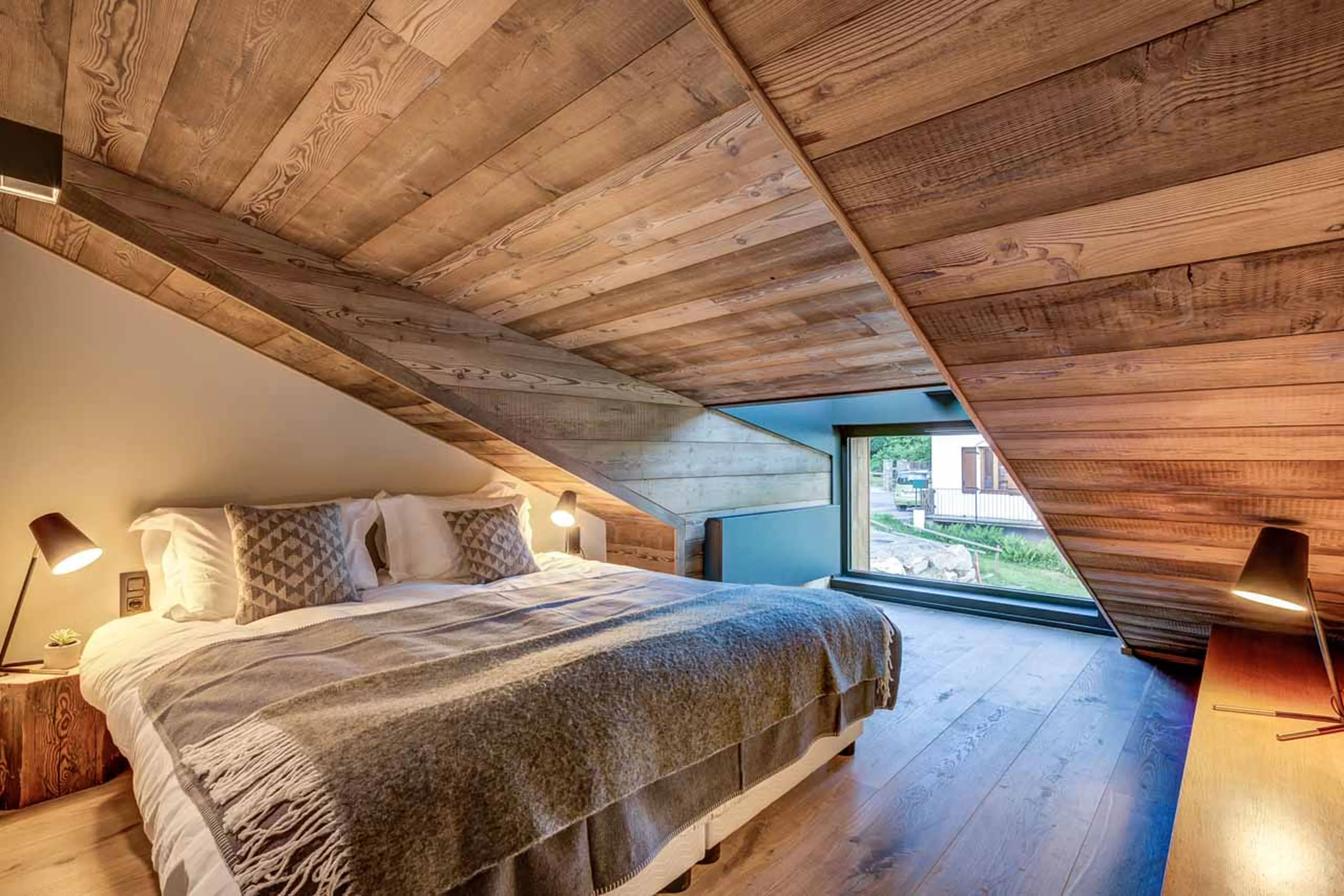 Double bedroom at Open plan living area at Chalet Rytola