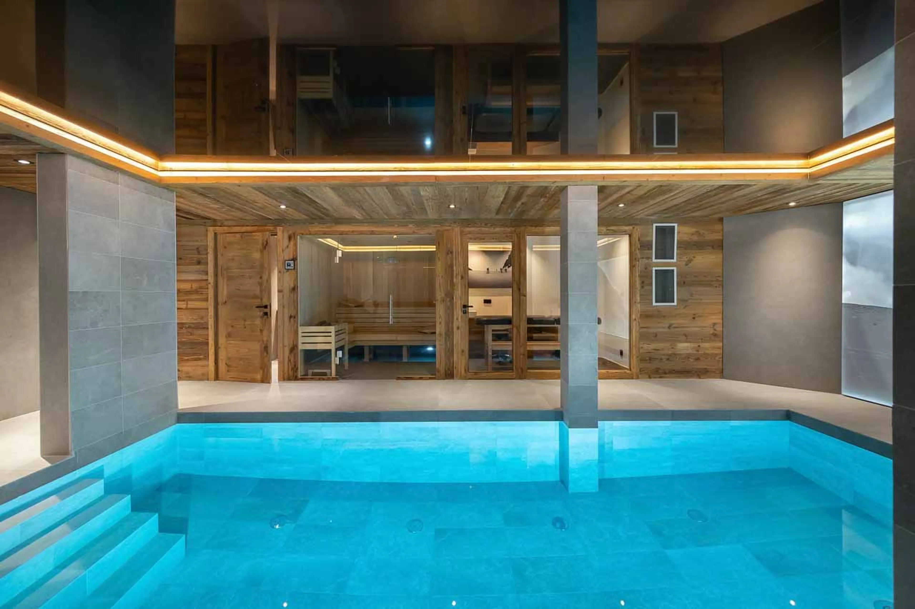 Pool, sauna & massage room at Chalet San Pietro in Courchevel 1850
